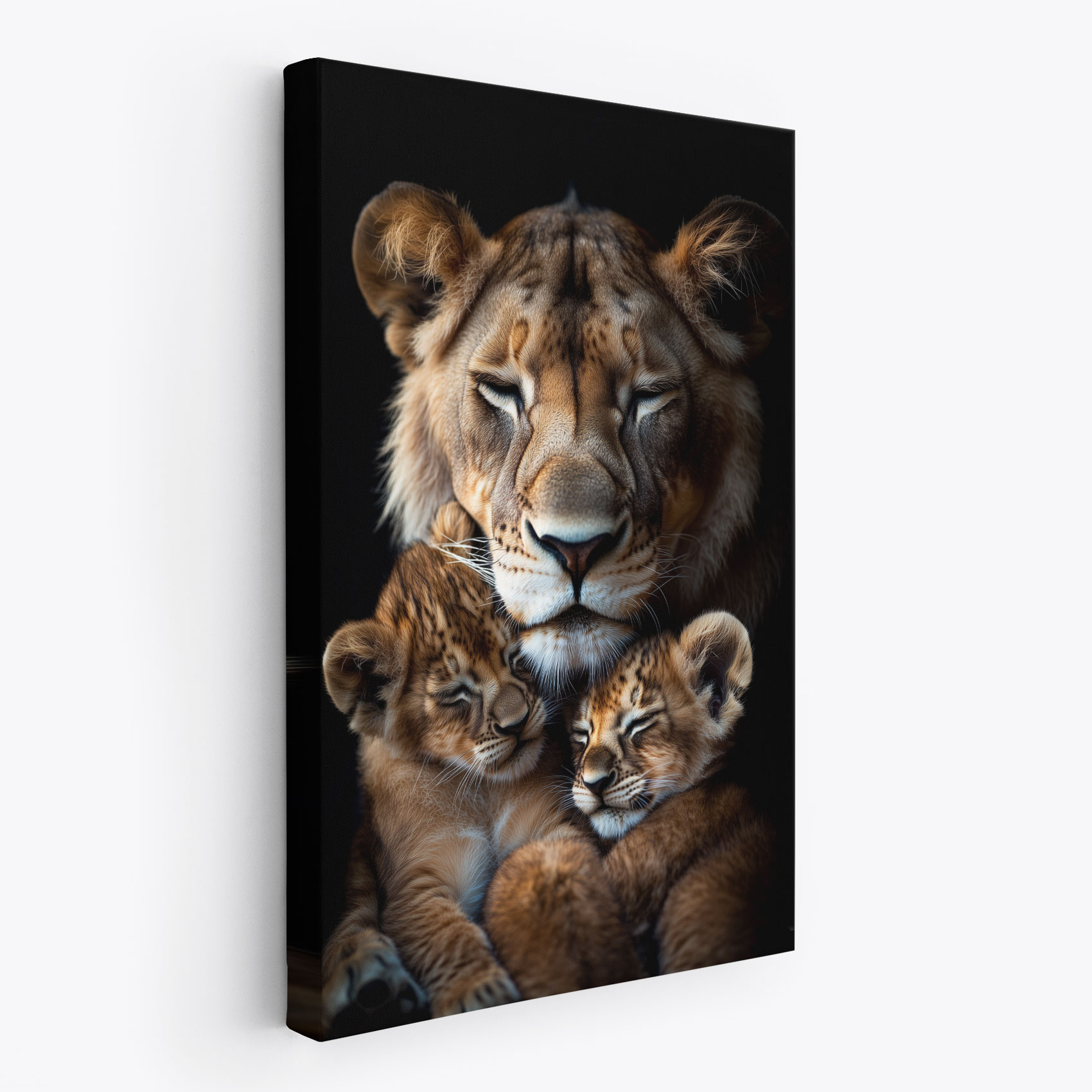 Lioness en welpen knus moment
