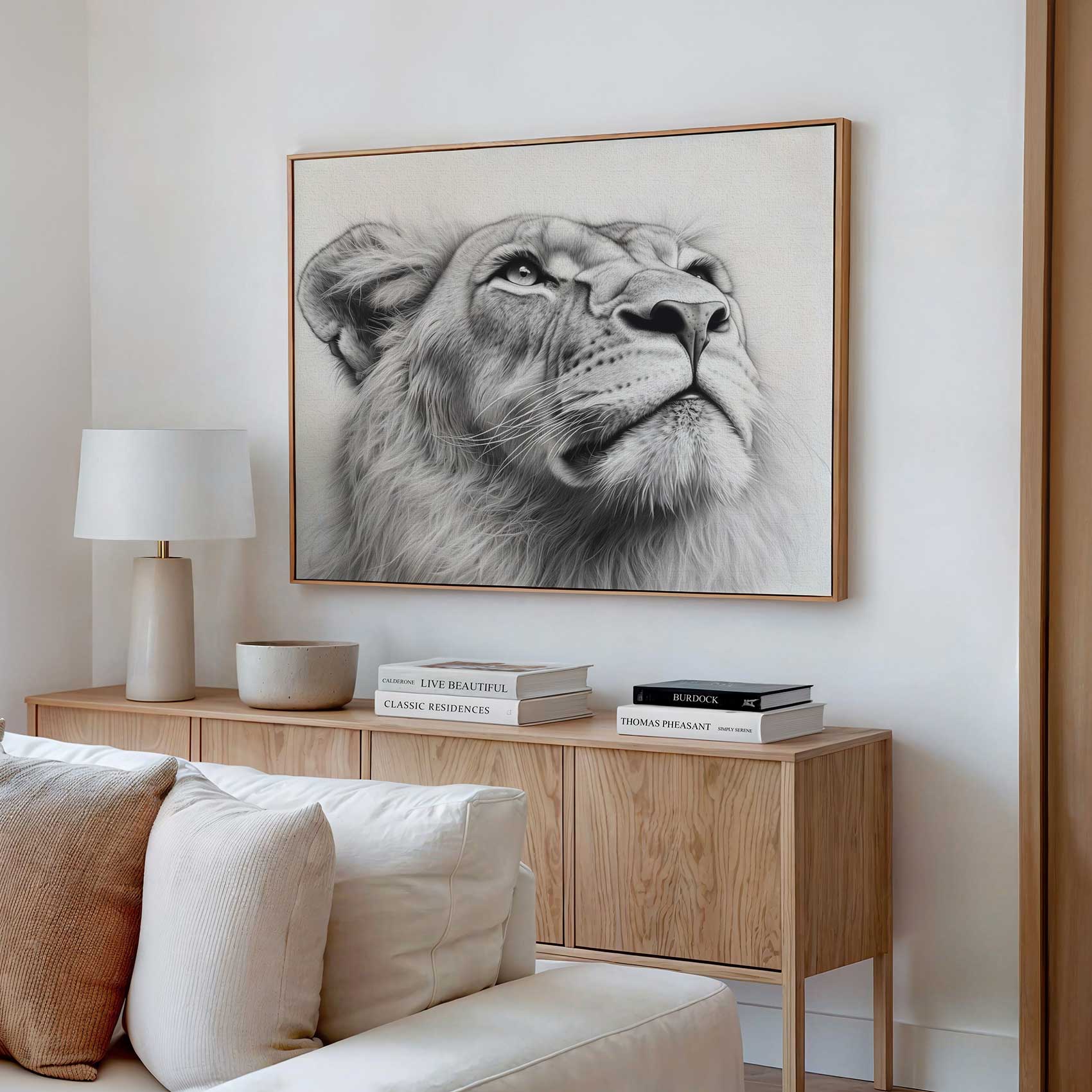 Majestueuze leeuwenportret zwart-wit - Afbeelding 2