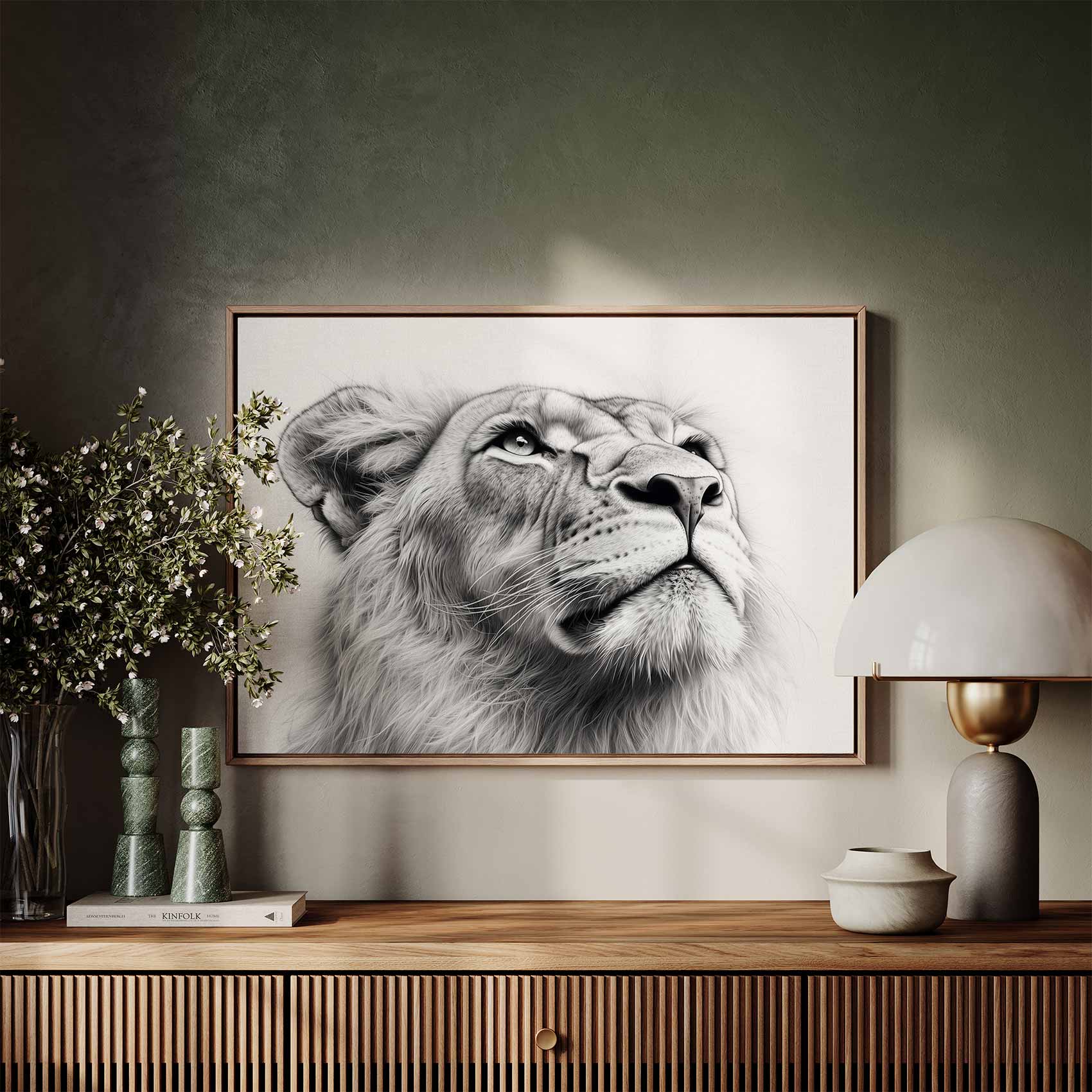 Majestueuze leeuwenportret zwart-wit - Afbeelding 7