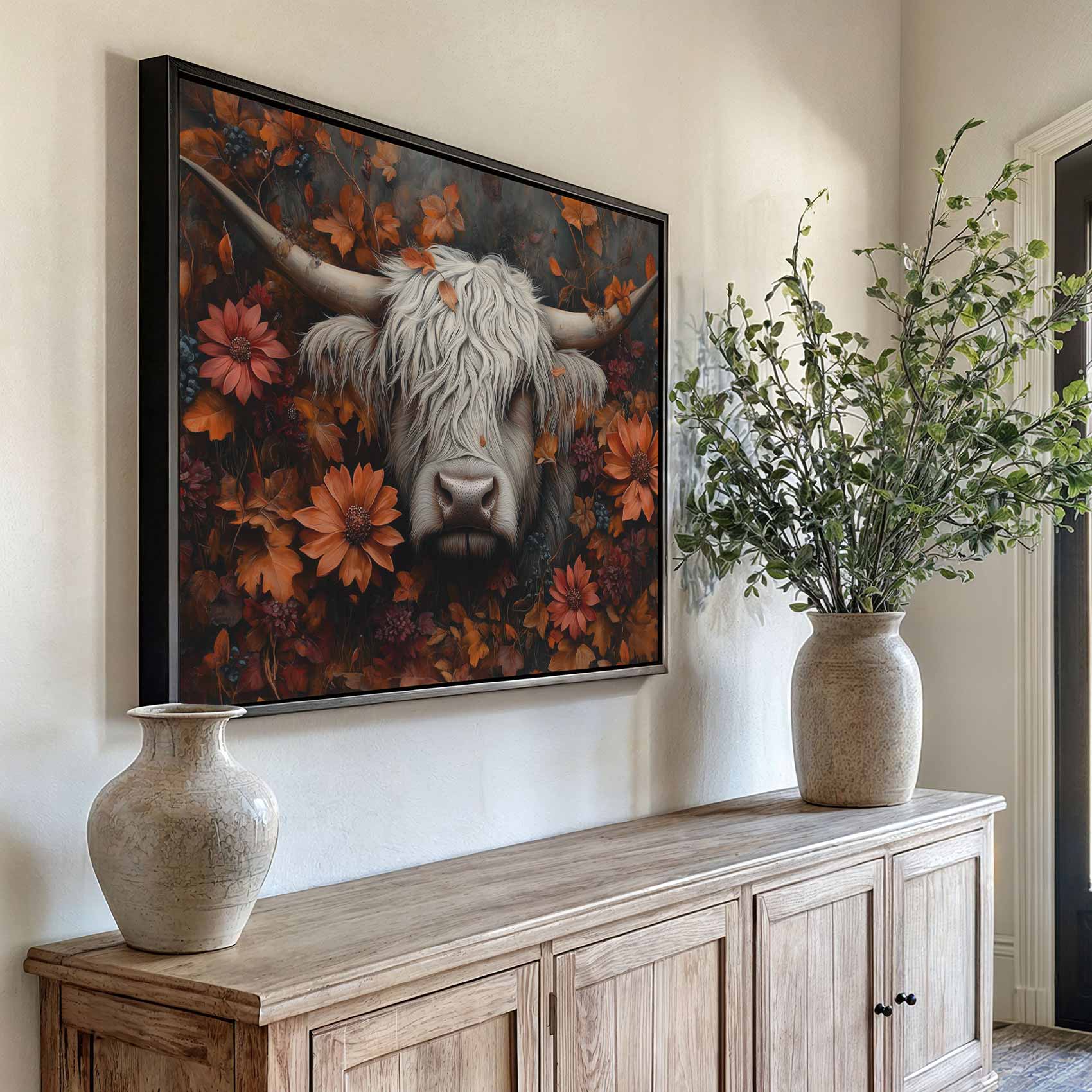Witte stierenkop met bloemen - Afbeelding 6