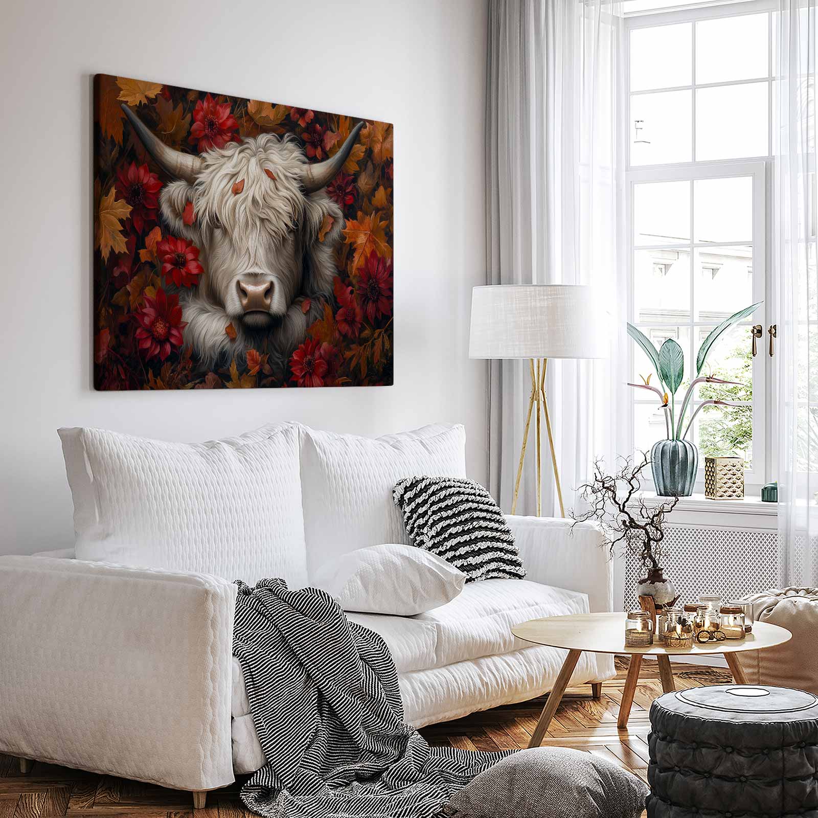 Witte koe tussen bloemenpracht - Afbeelding 3