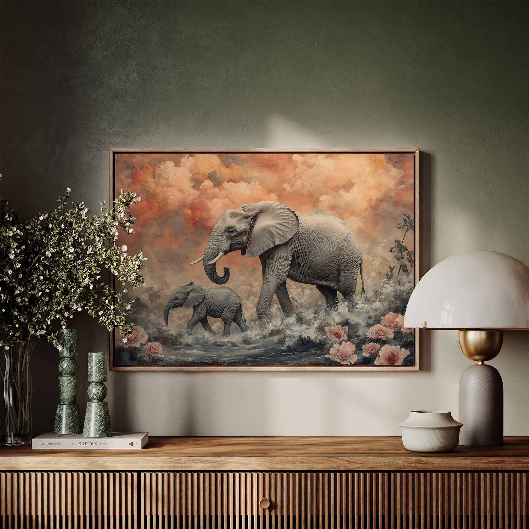 Vintage olifantenmoeder en kind - Afbeelding 7