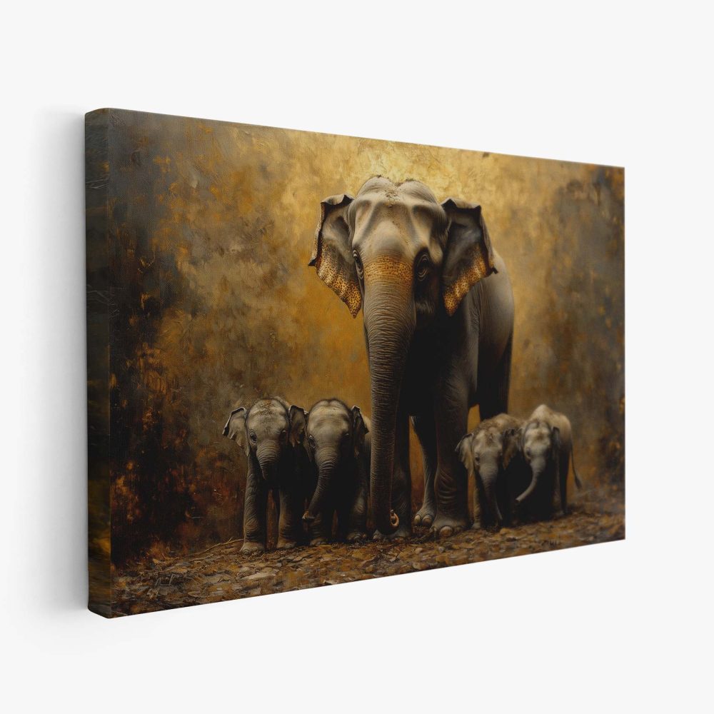 Familie olifanten schilderij