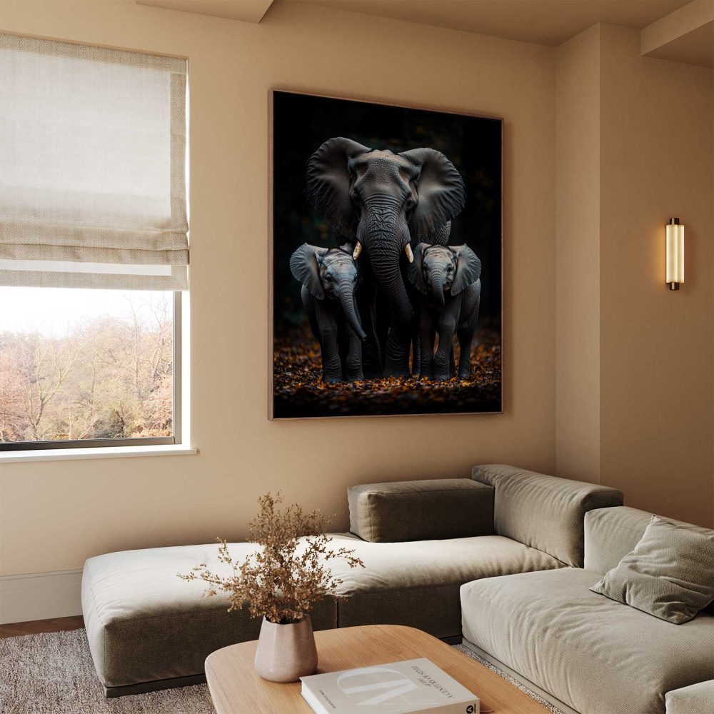 Alternative view of Familie olifanten in bos