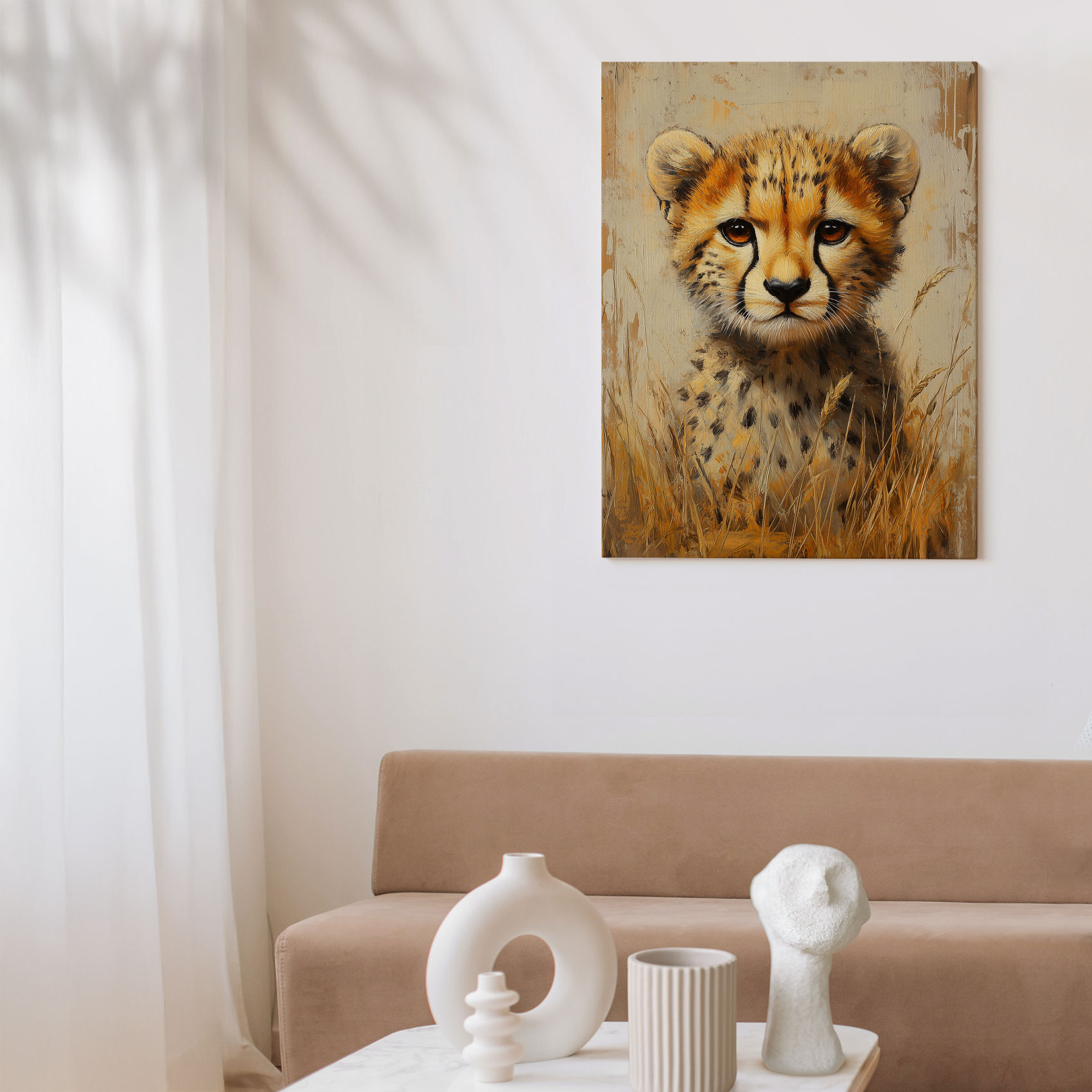 Realistisch jachtluipaard schilderij - Afbeelding 7