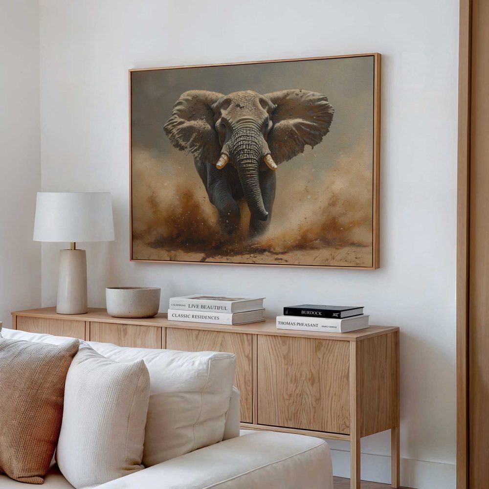 Alternative view of Majestueuze rennende olifant