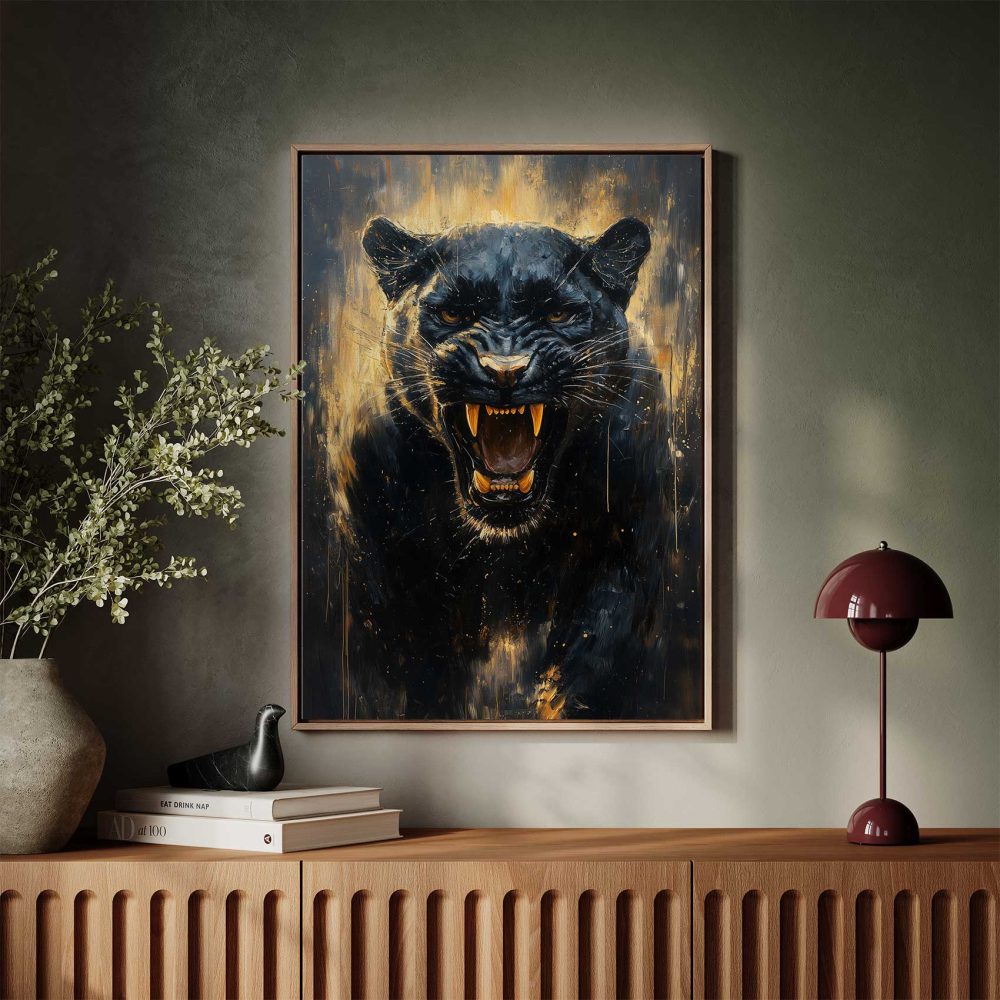 Alternative view of Fel Zwarte Panter Schilderij