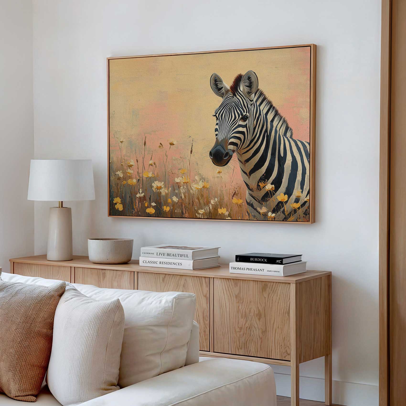 Zebra in Bloeiend Landschap - Afbeelding 2