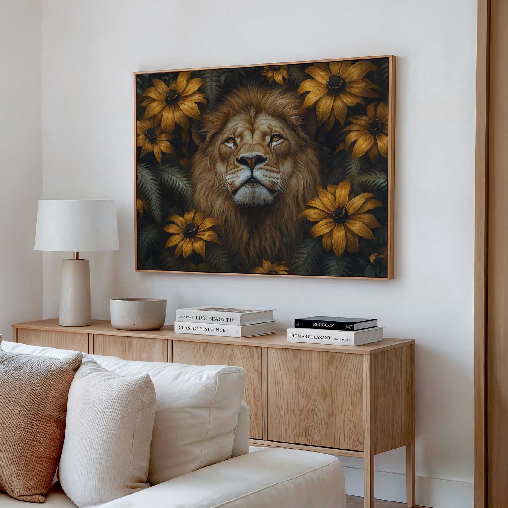 Majestueuze leeuw in bloemenpracht - Afbeelding 2