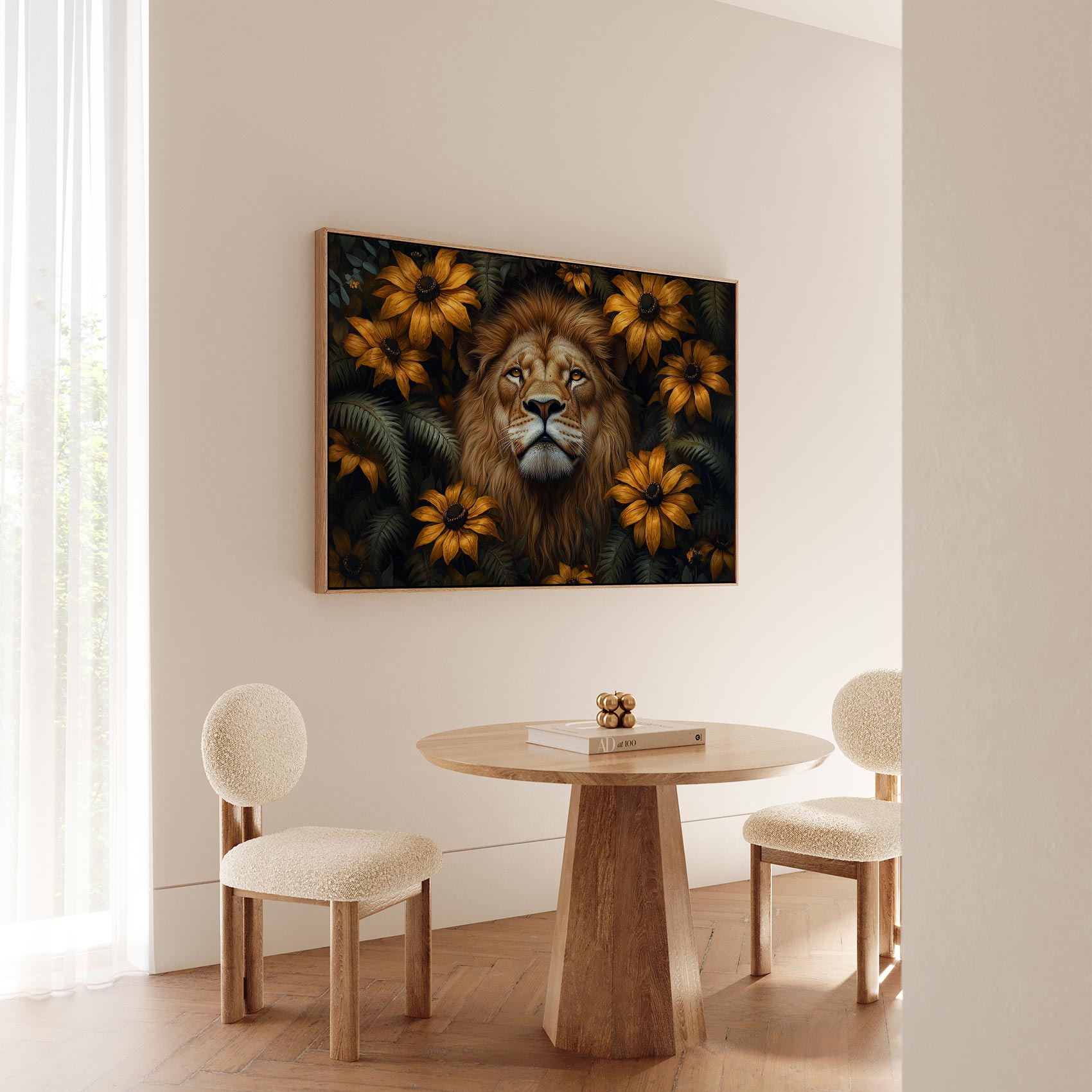 Majestueuze leeuw in bloemenpracht - Afbeelding 5