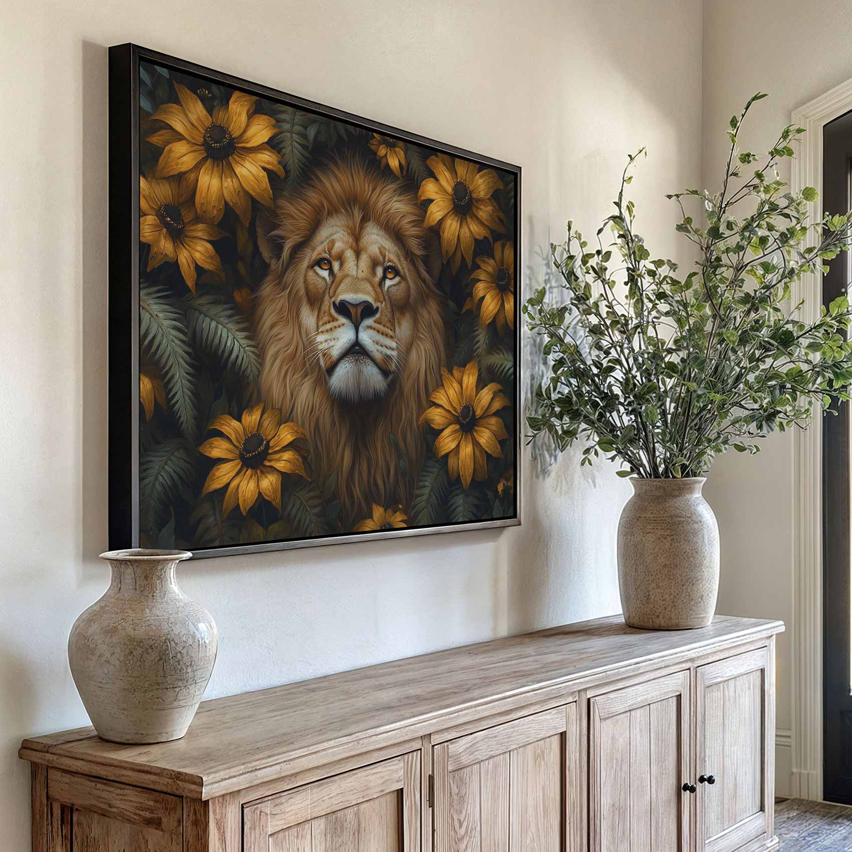 Majestueuze leeuw in bloemenpracht - Afbeelding 6