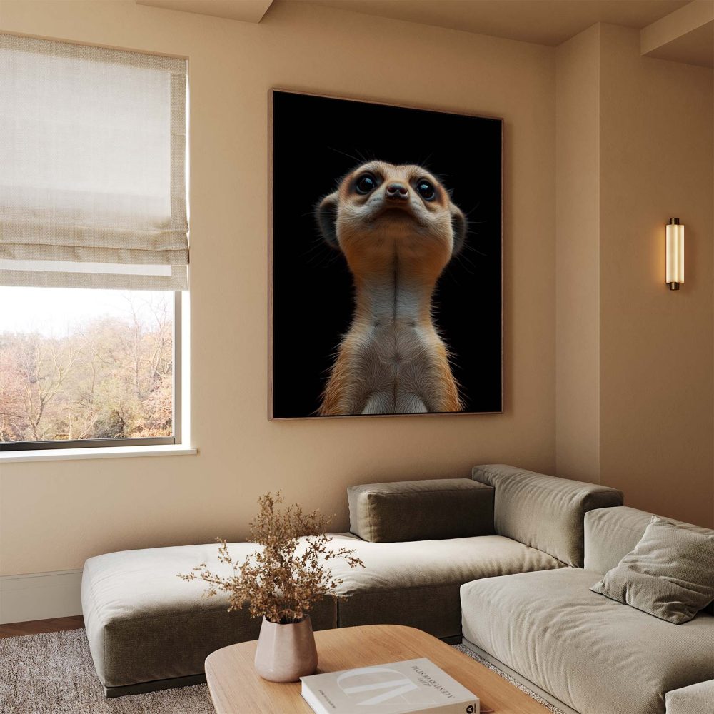 Alternative view of Alert stokstaartje op zwart