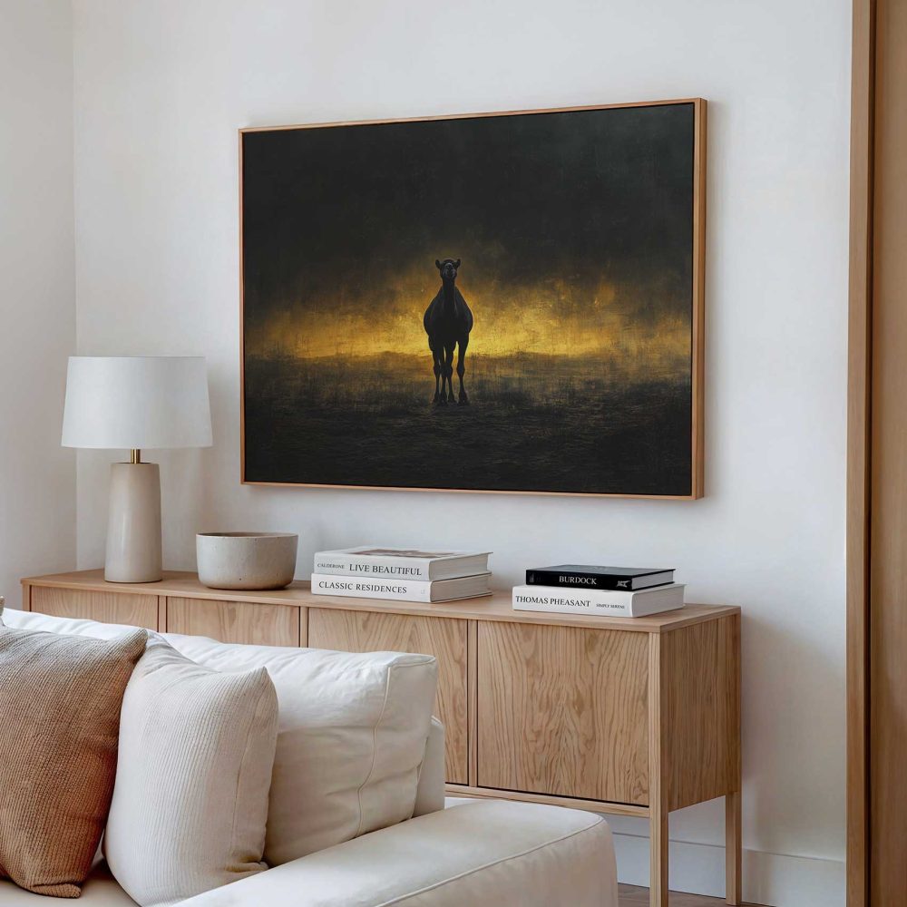 Alternative view of Dramatische woestijnkamelsilhouet