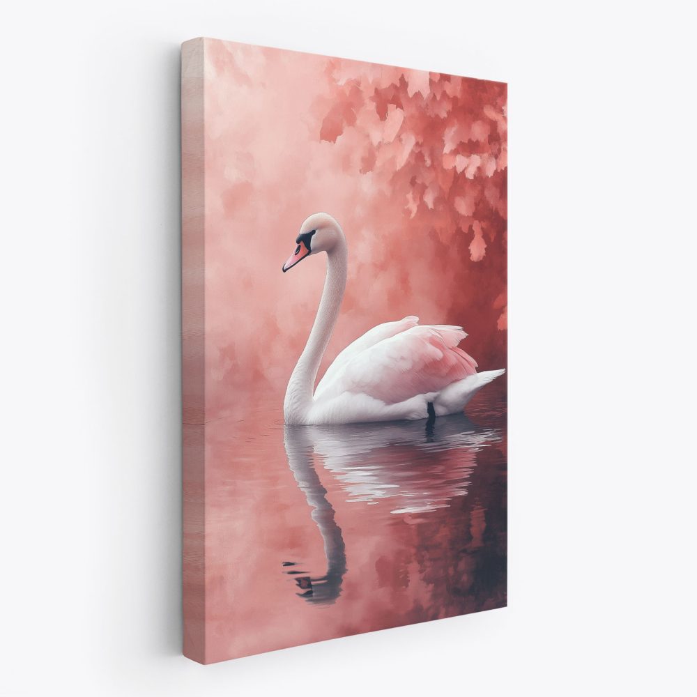 Elegante witte zwaan in roze