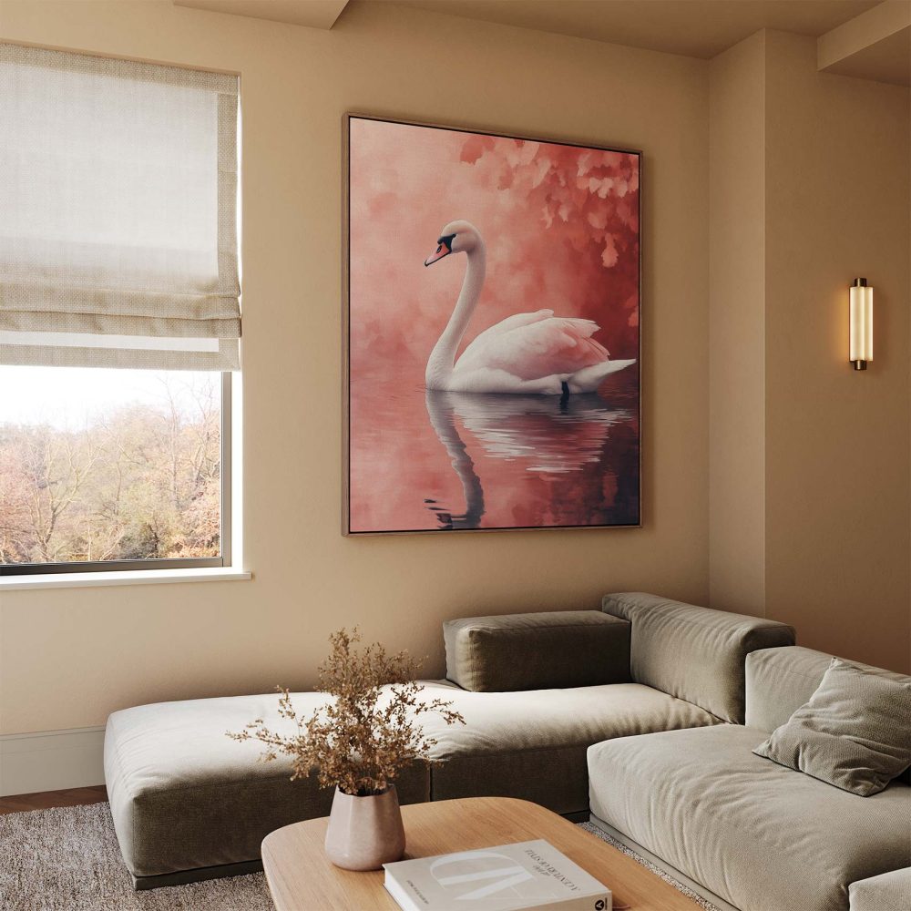 Alternative view of Elegante witte zwaan in roze