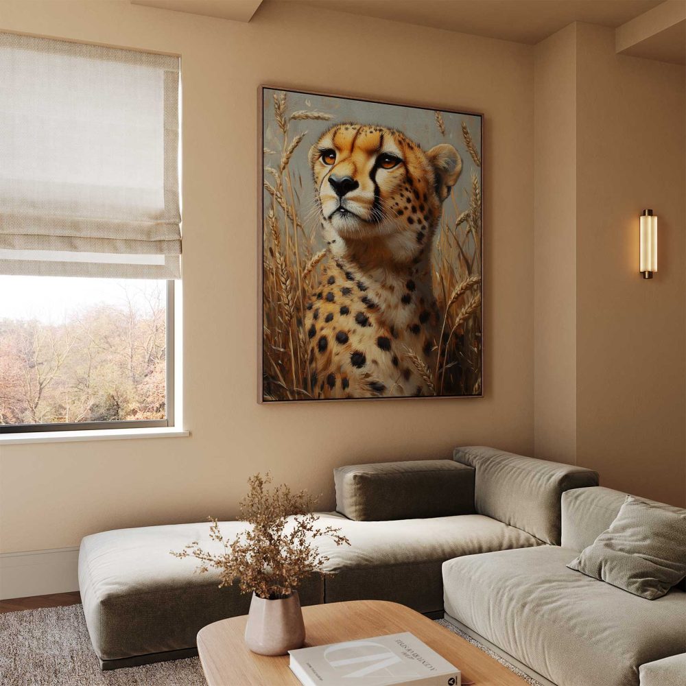 Alternative view of Cheetah in rustig graslandschap