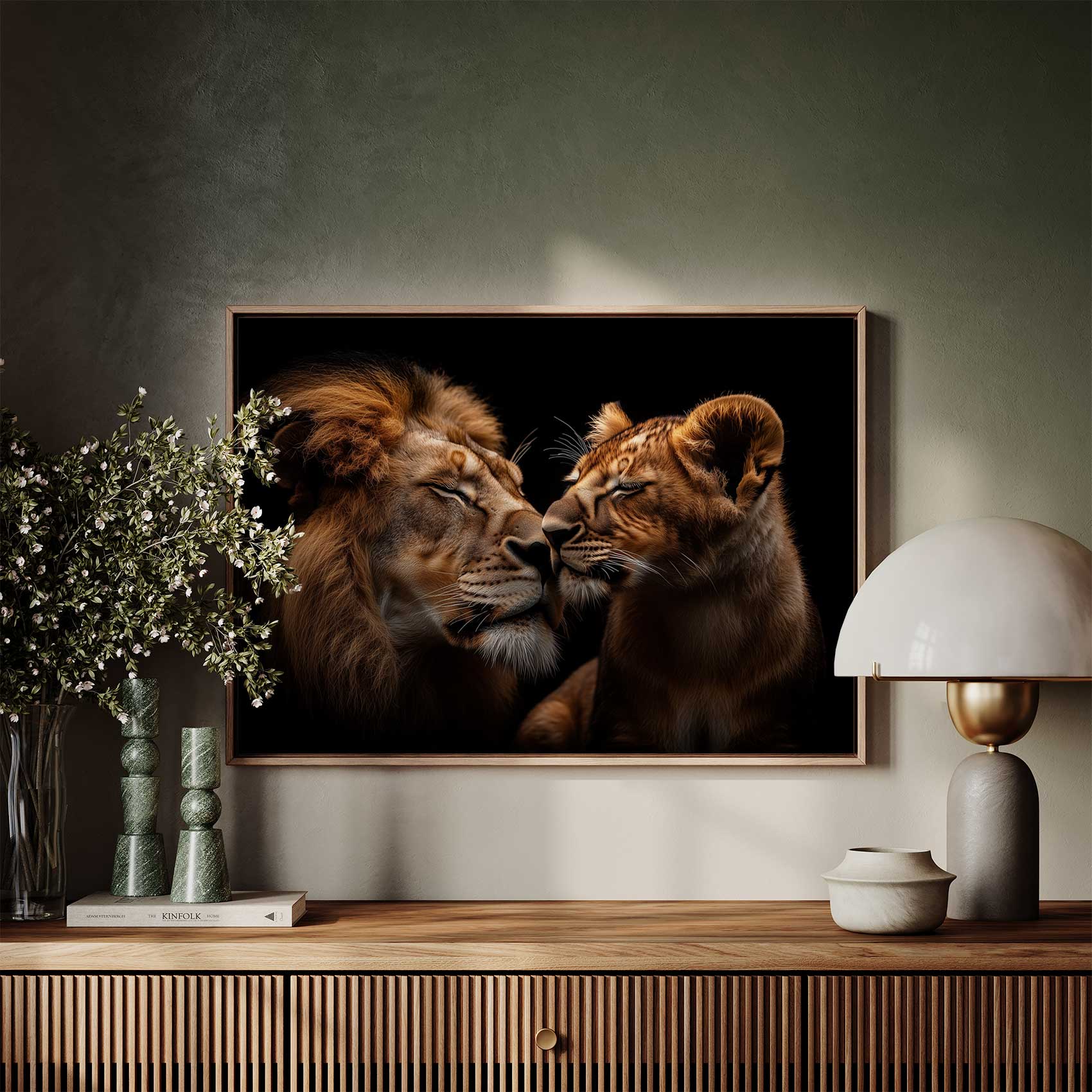 Liefdevolle leeuwenmoeder en welp - Afbeelding 7