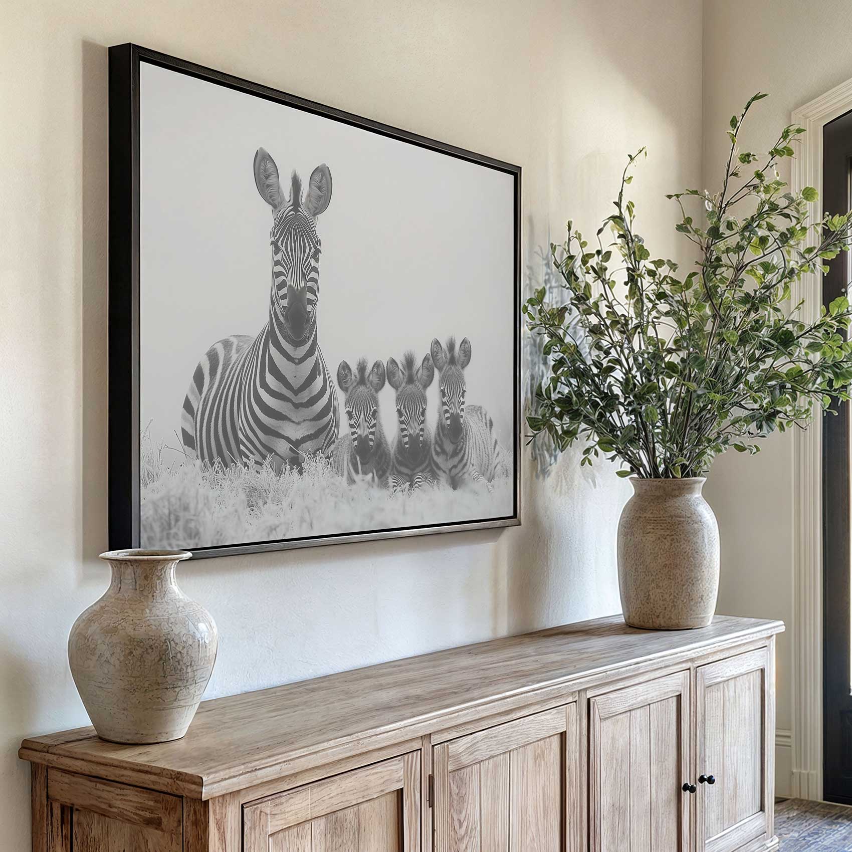Zwart-witte zebrafamilie in gras - Afbeelding 6
