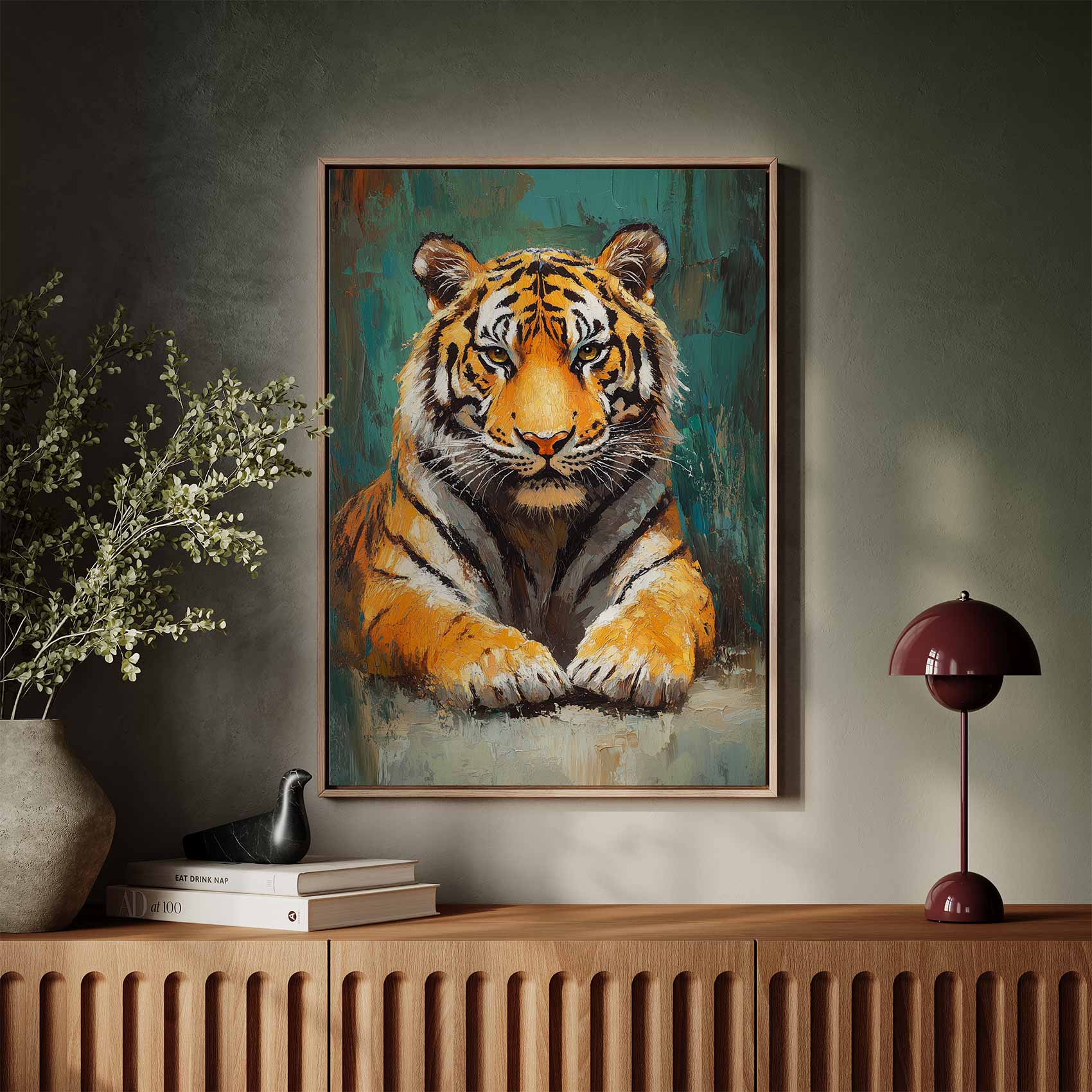 Realistisch rustende tijgerschilderij - Afbeelding 3
