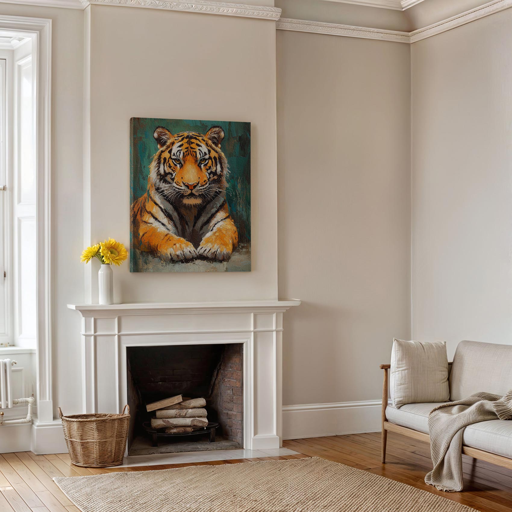 Realistisch rustende tijgerschilderij - Afbeelding 5