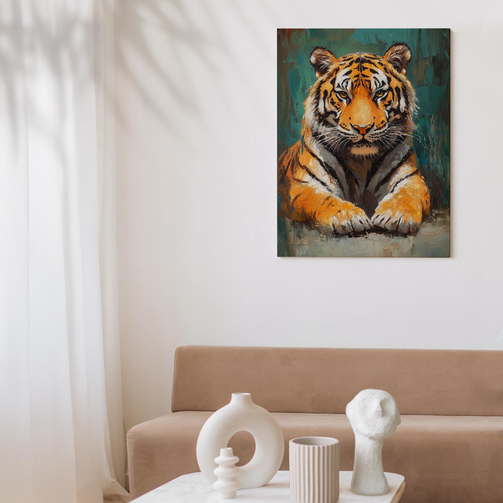 Realistisch rustende tijgerschilderij - Afbeelding 7
