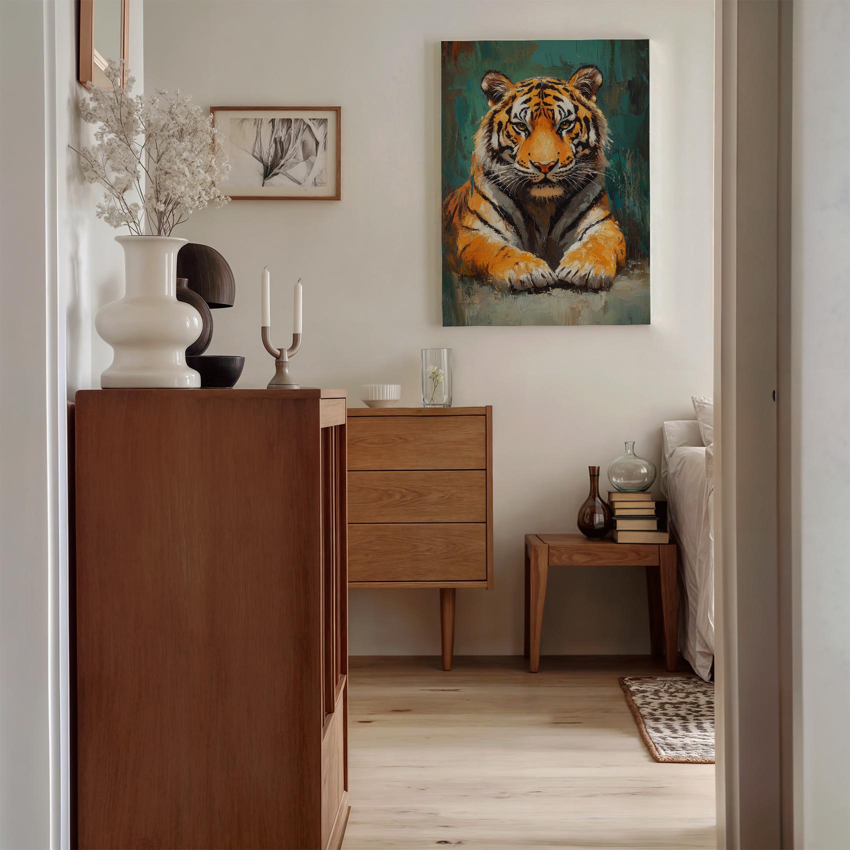 Realistisch rustende tijgerschilderij - Afbeelding 8