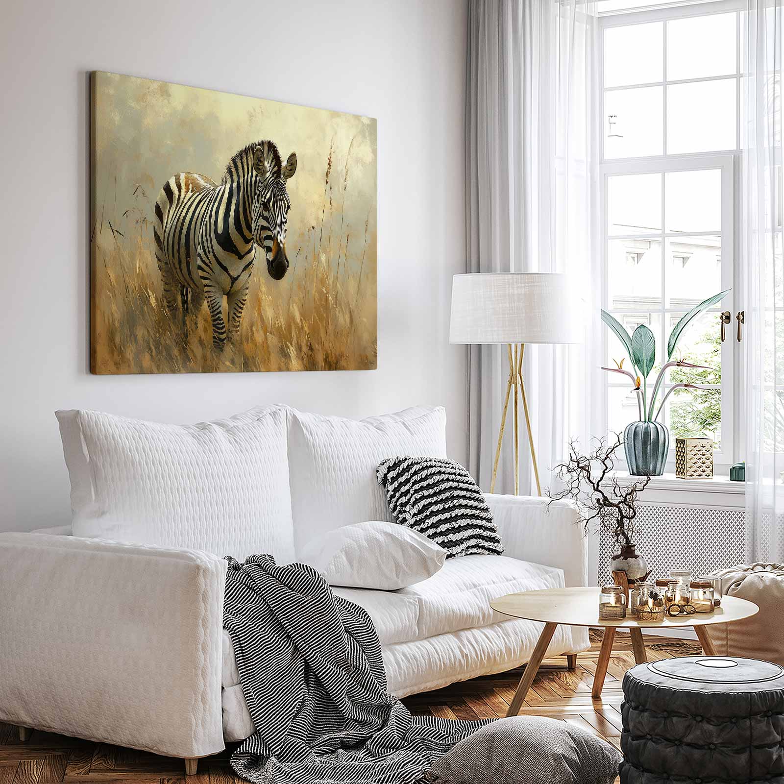 Realistische zebra in grasveld - Afbeelding 3