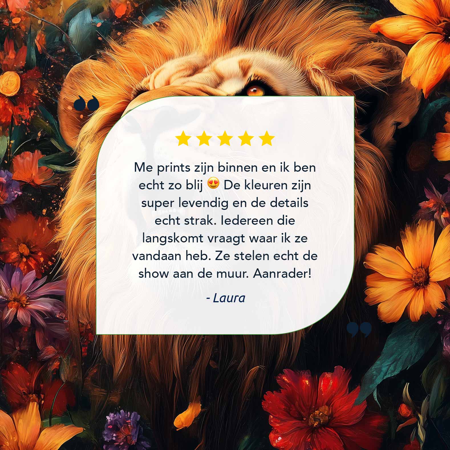 Majestueuze leeun tussen bloemen - Afbeelding 9