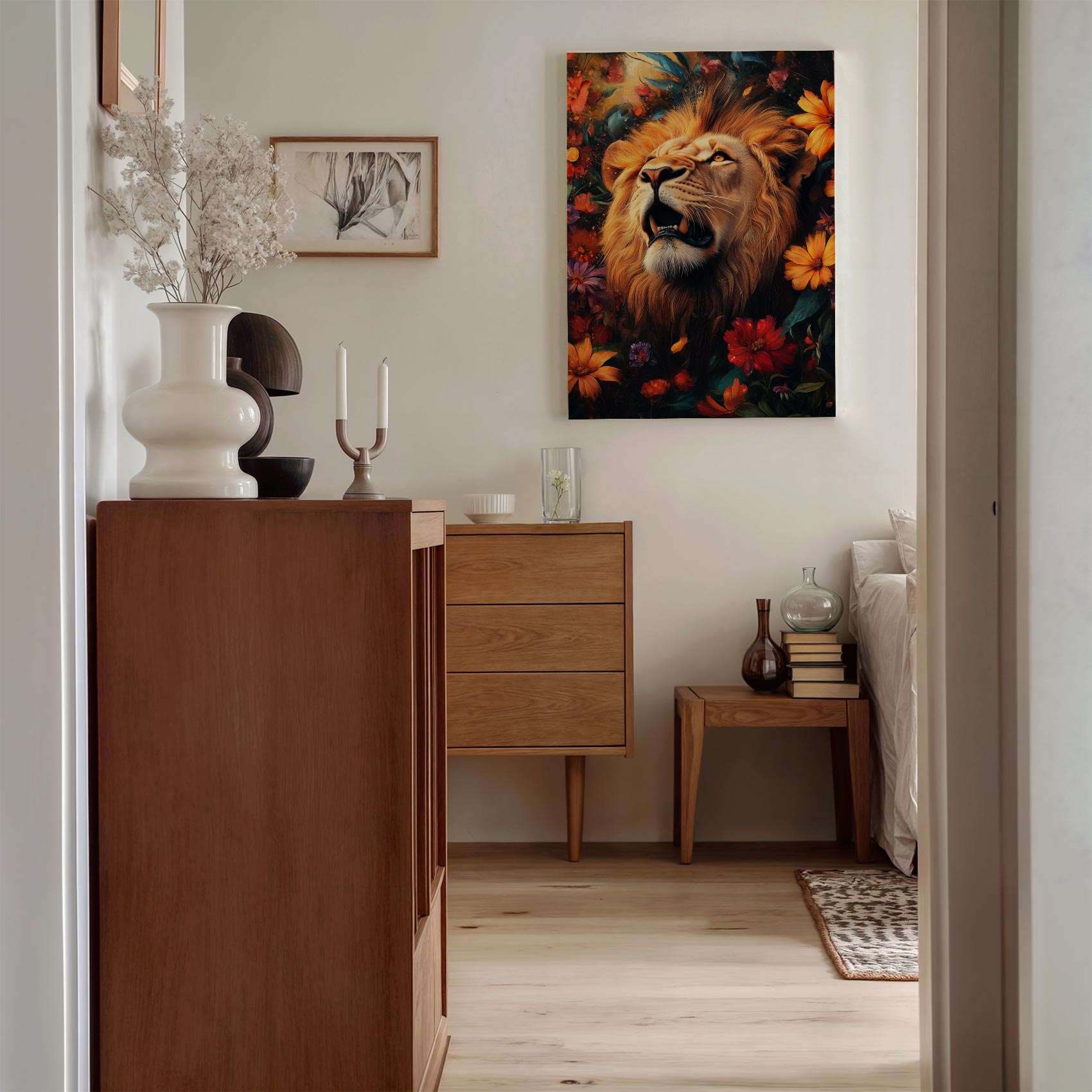 Majestueuze leeun tussen bloemen - Afbeelding 8