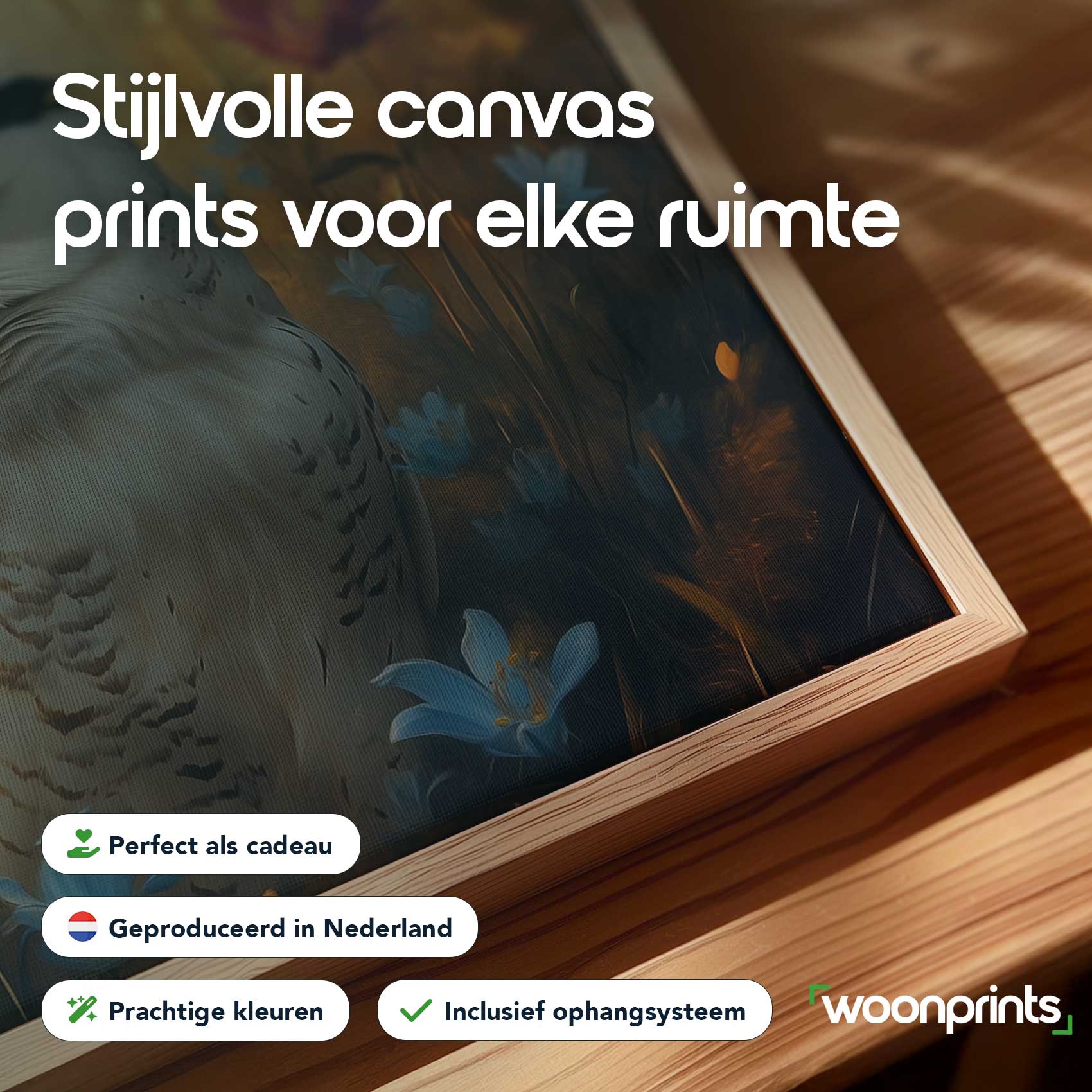 Witte uil tussen blauwe bloemen - Afbeelding 4