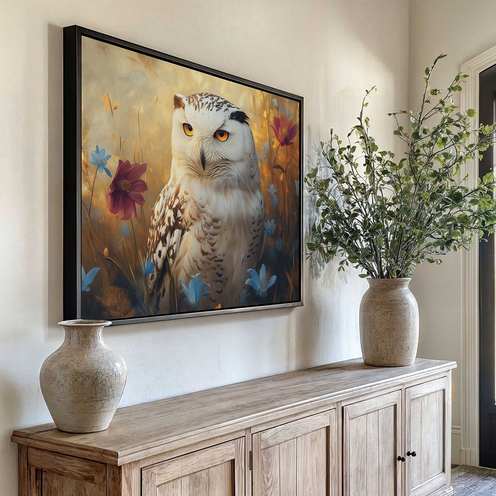 Witte uil tussen blauwe bloemen - Afbeelding 6
