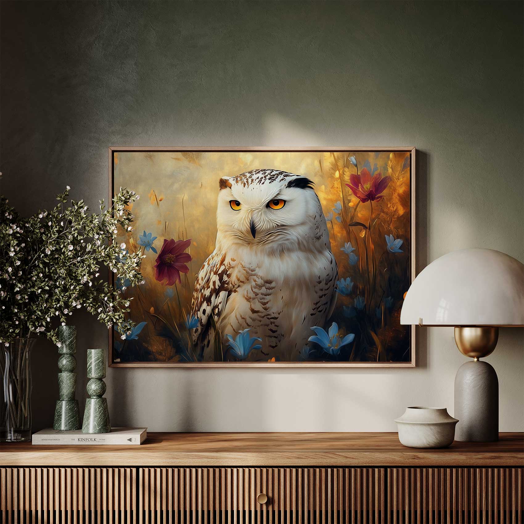Witte uil tussen blauwe bloemen - Afbeelding 7