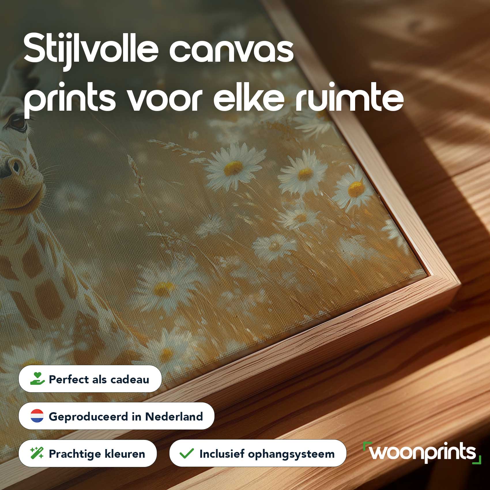 Giraf tussen witte madeliefjes - Afbeelding 4