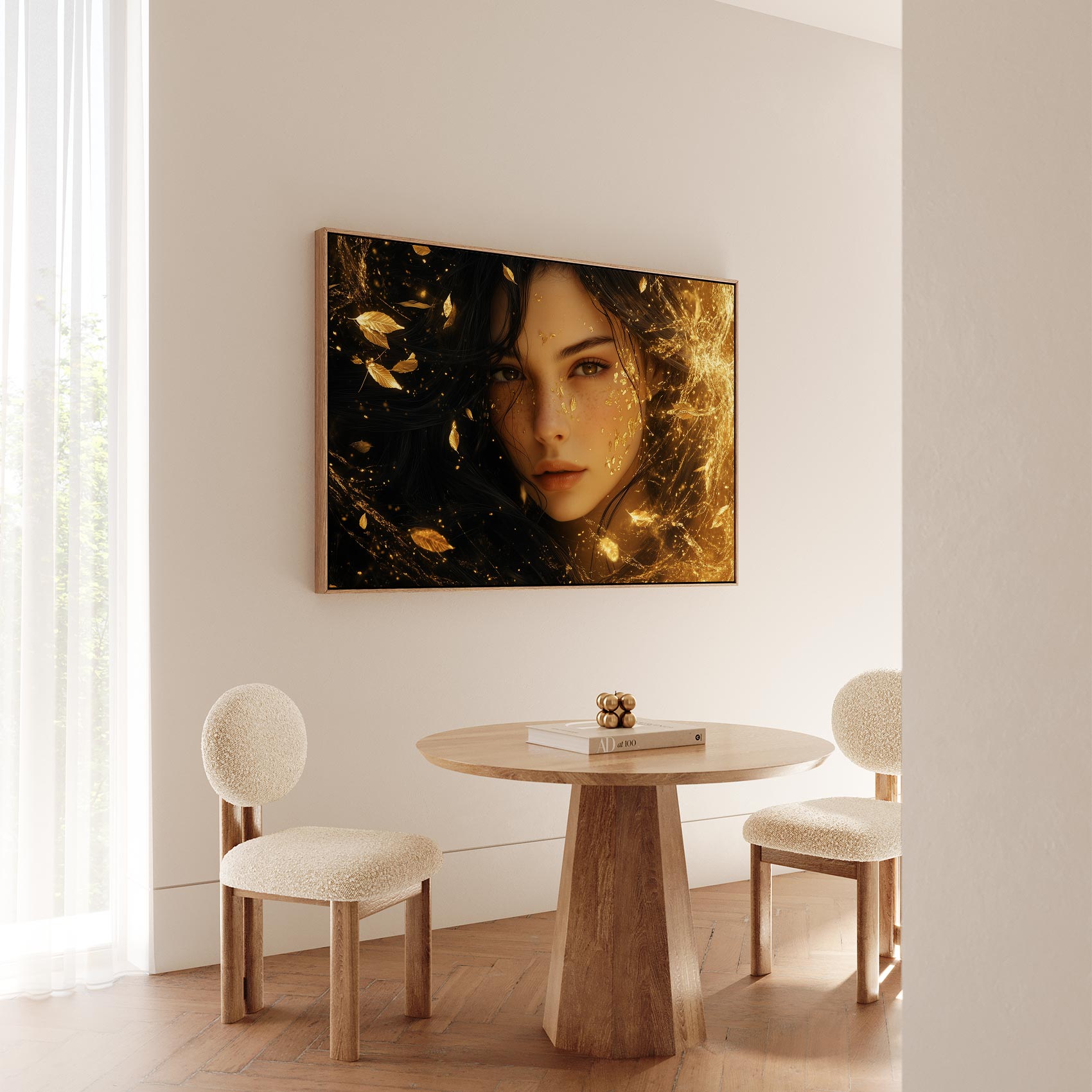 Elegante vrouw tussen gouden bladeren - Afbeelding 5