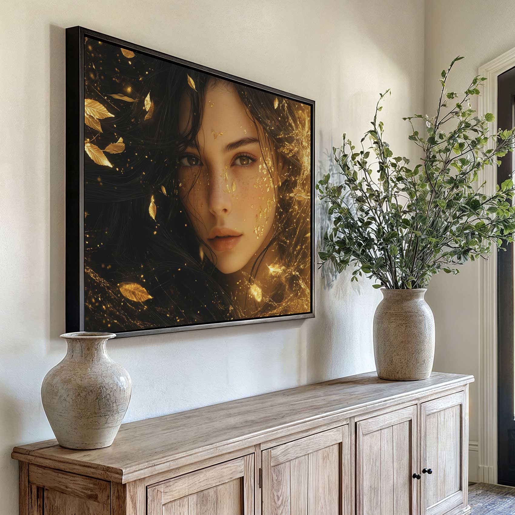 Elegante vrouw tussen gouden bladeren - Afbeelding 6
