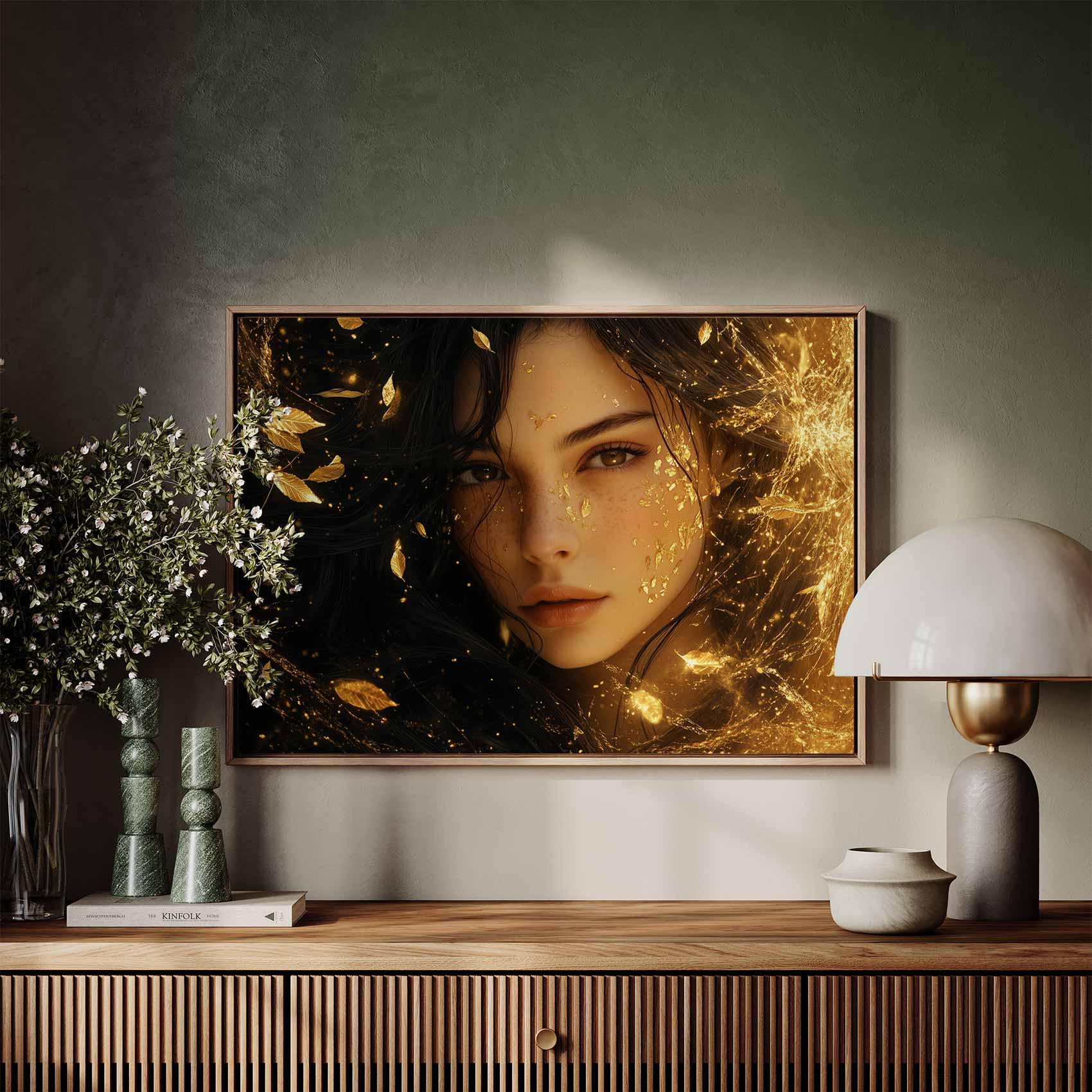 Elegante vrouw tussen gouden bladeren - Afbeelding 7