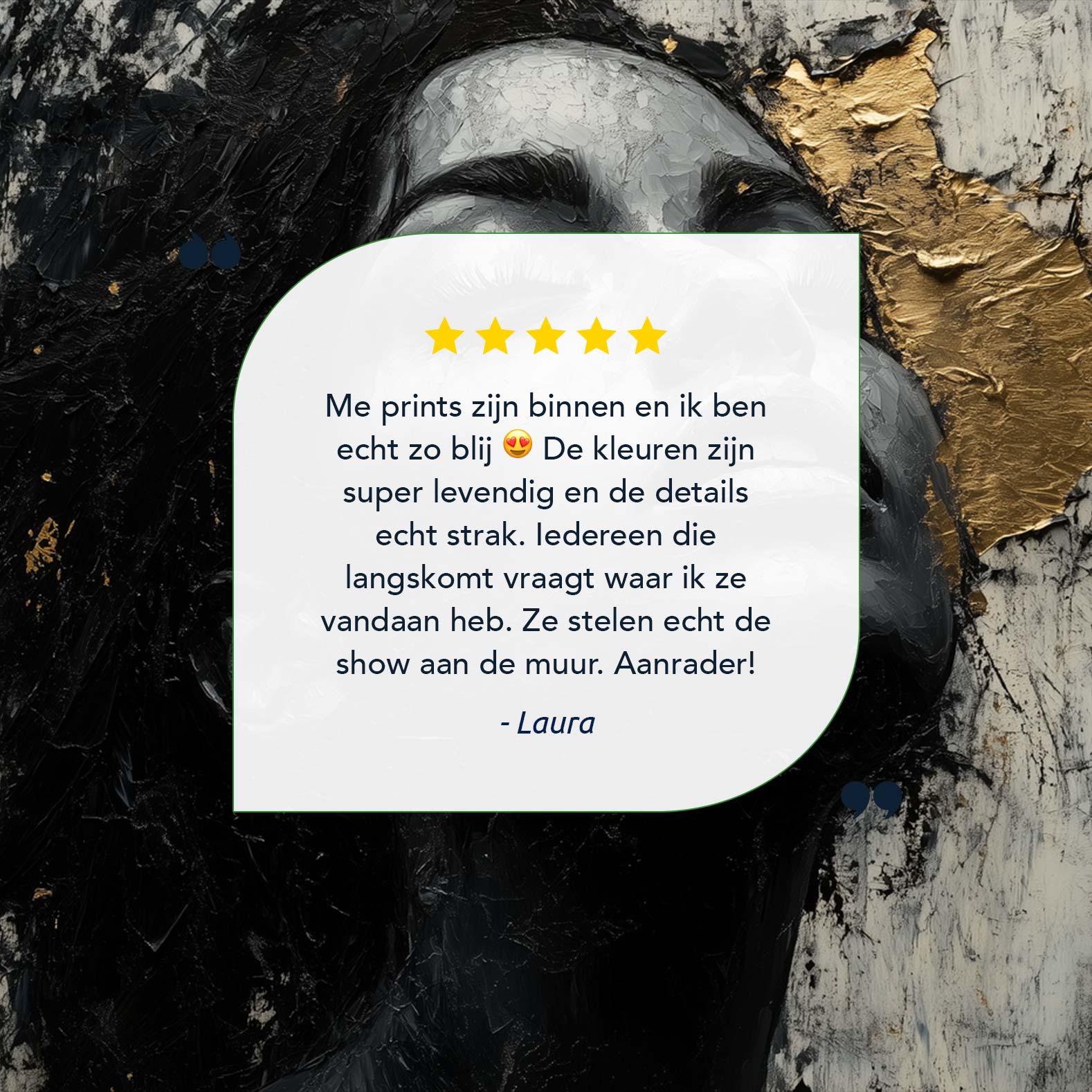 Zwart-wit portret met goud - Afbeelding 9