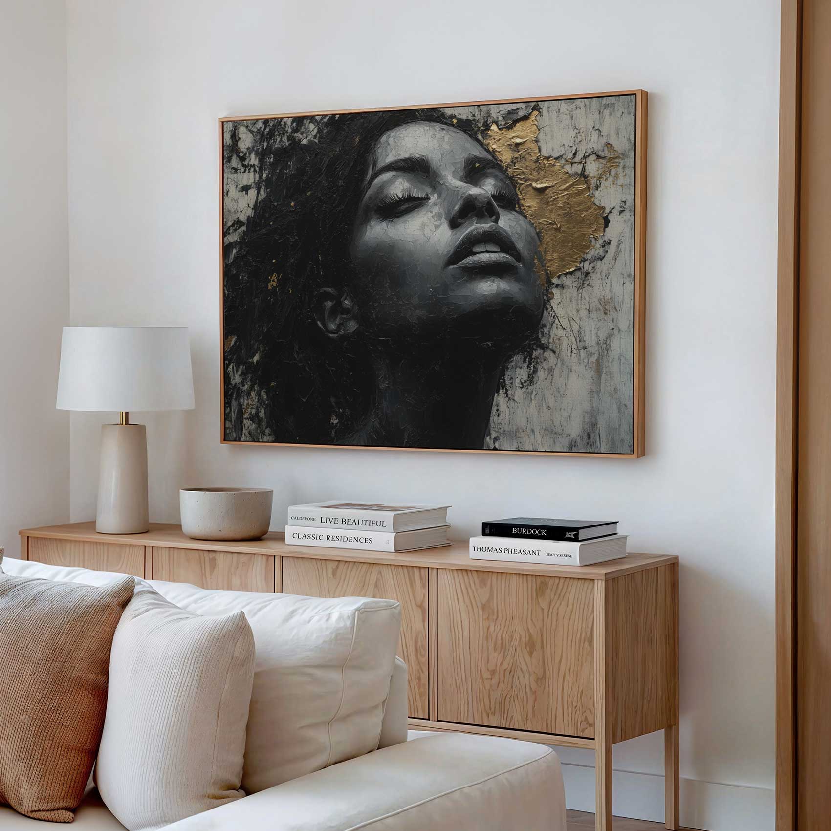 Zwart-wit portret met goud - Afbeelding 2