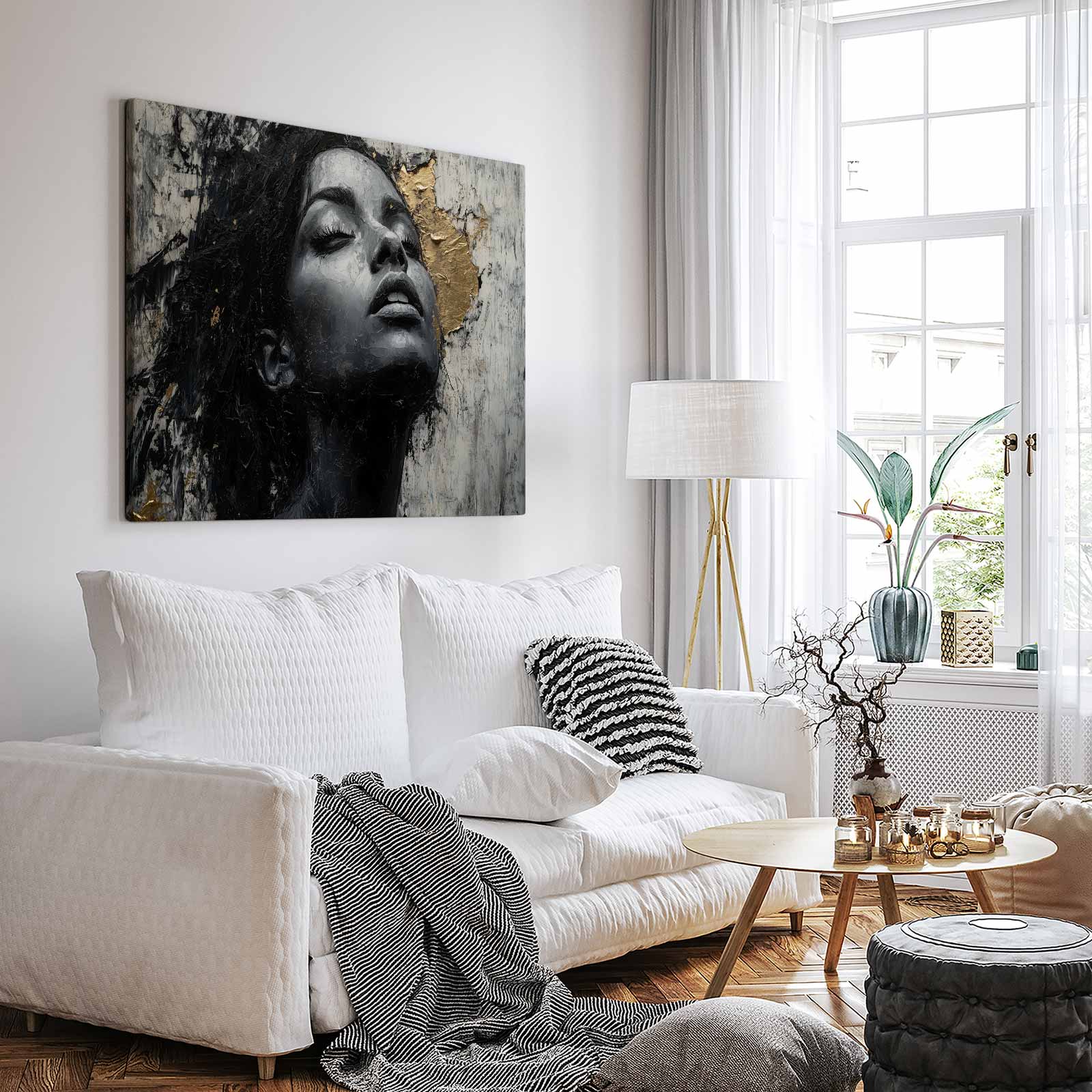 Zwart-wit portret met goud - Afbeelding 3