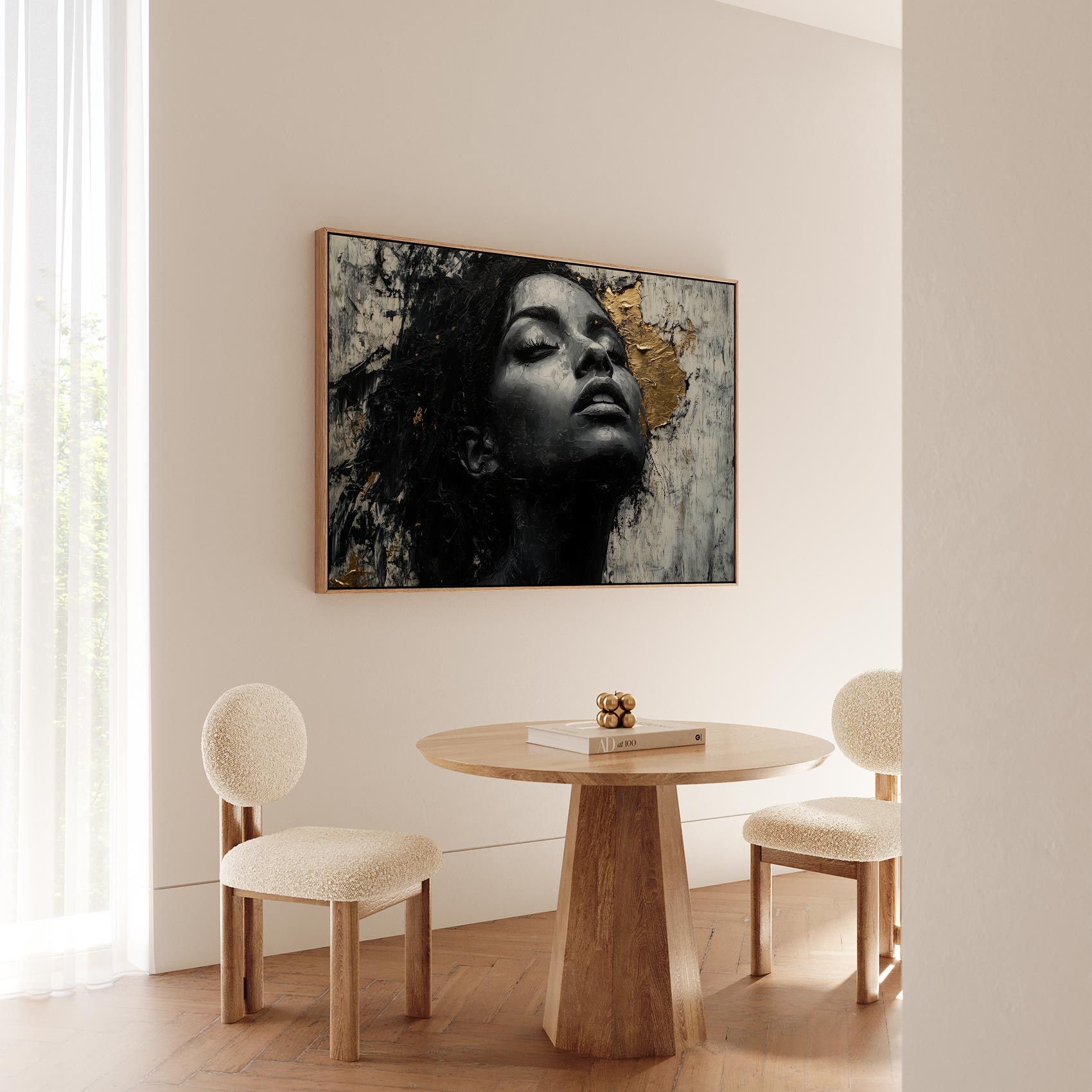 Zwart-wit portret met goud - Afbeelding 5
