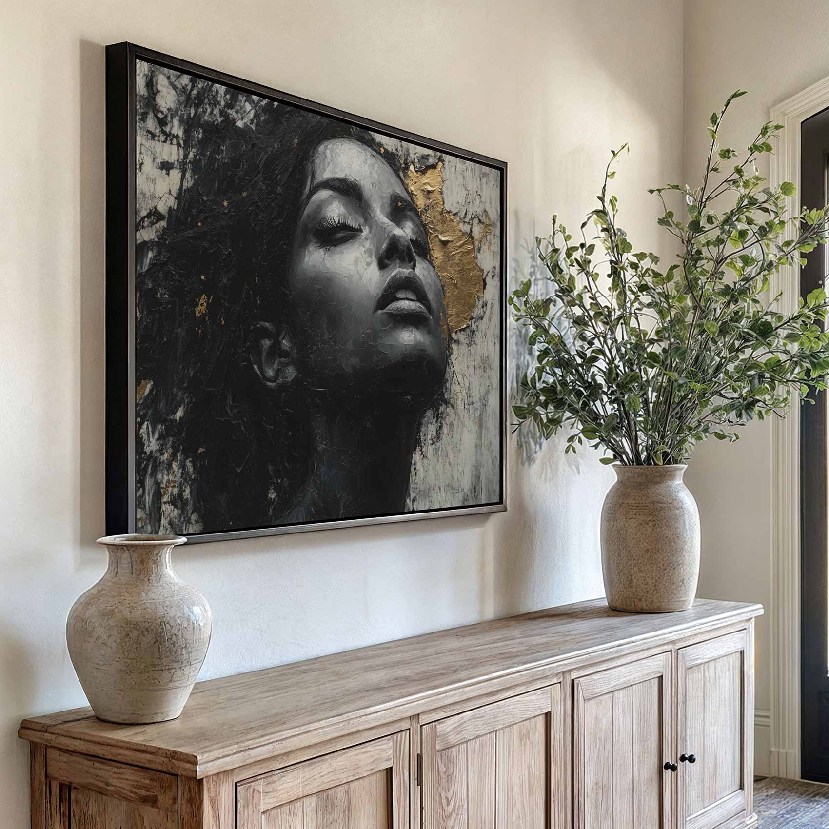 Zwart-wit portret met goud - Afbeelding 6