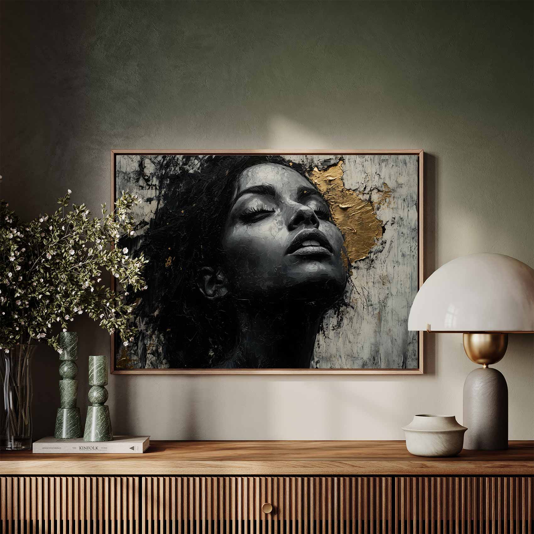 Zwart-wit portret met goud - Afbeelding 7