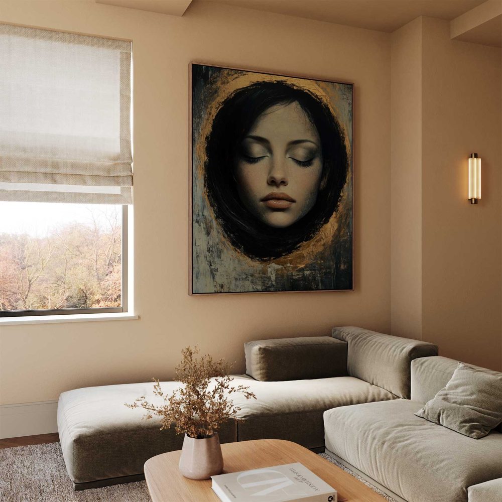 Alternative view of Artistieke vrouw met gouden cirkel