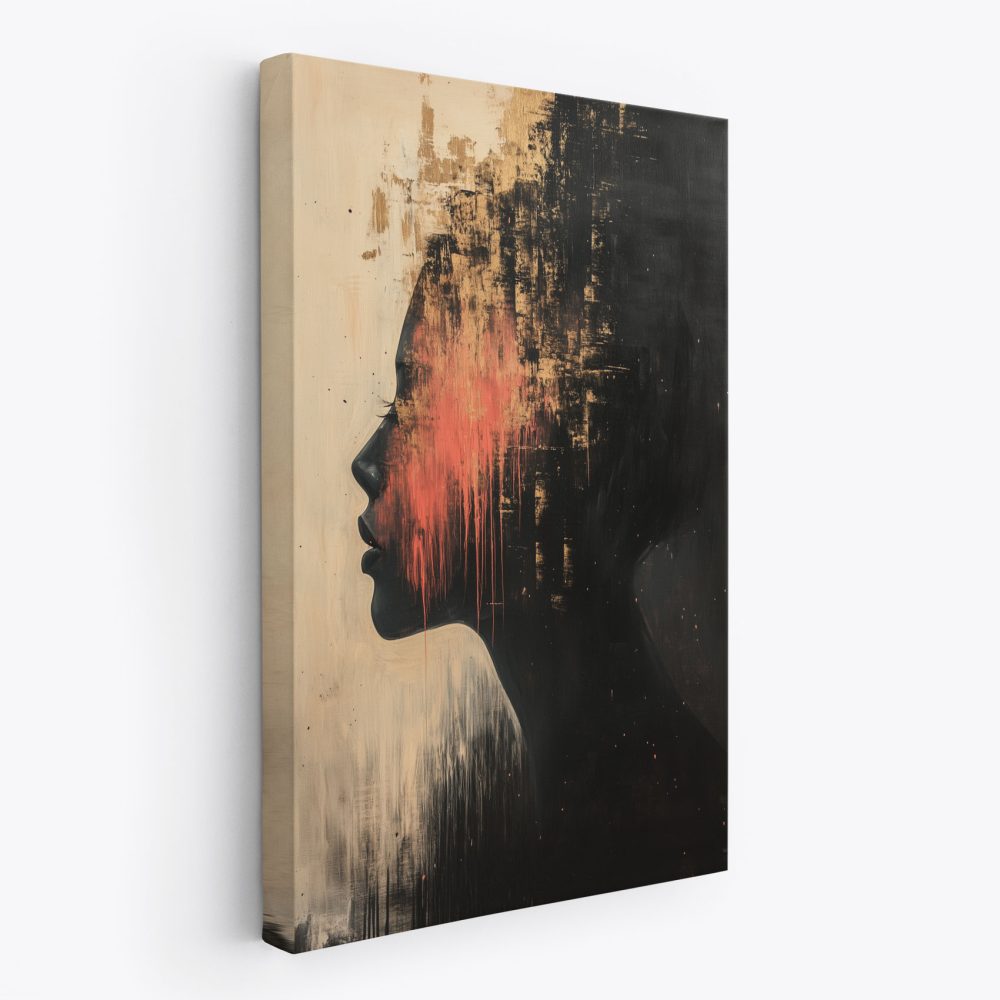 Abstracte vrouw in goud-rood