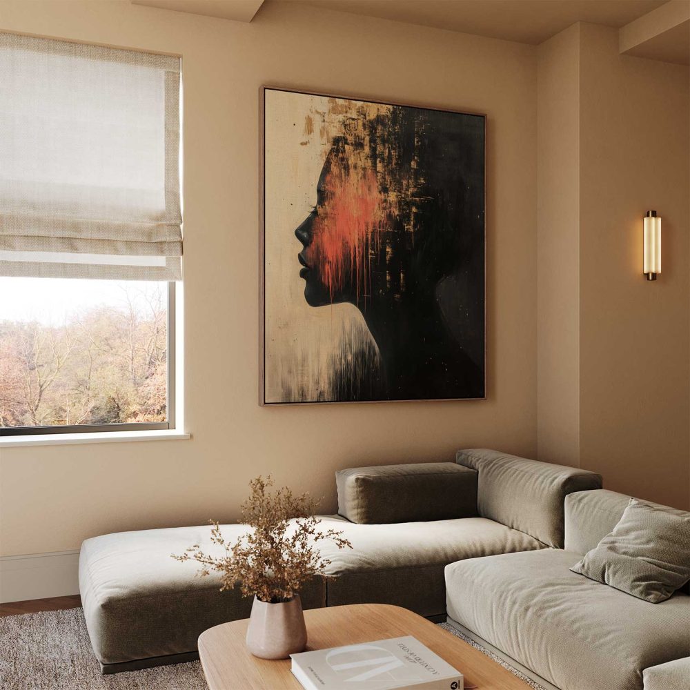 Alternative view of Abstracte vrouw in goud-rood