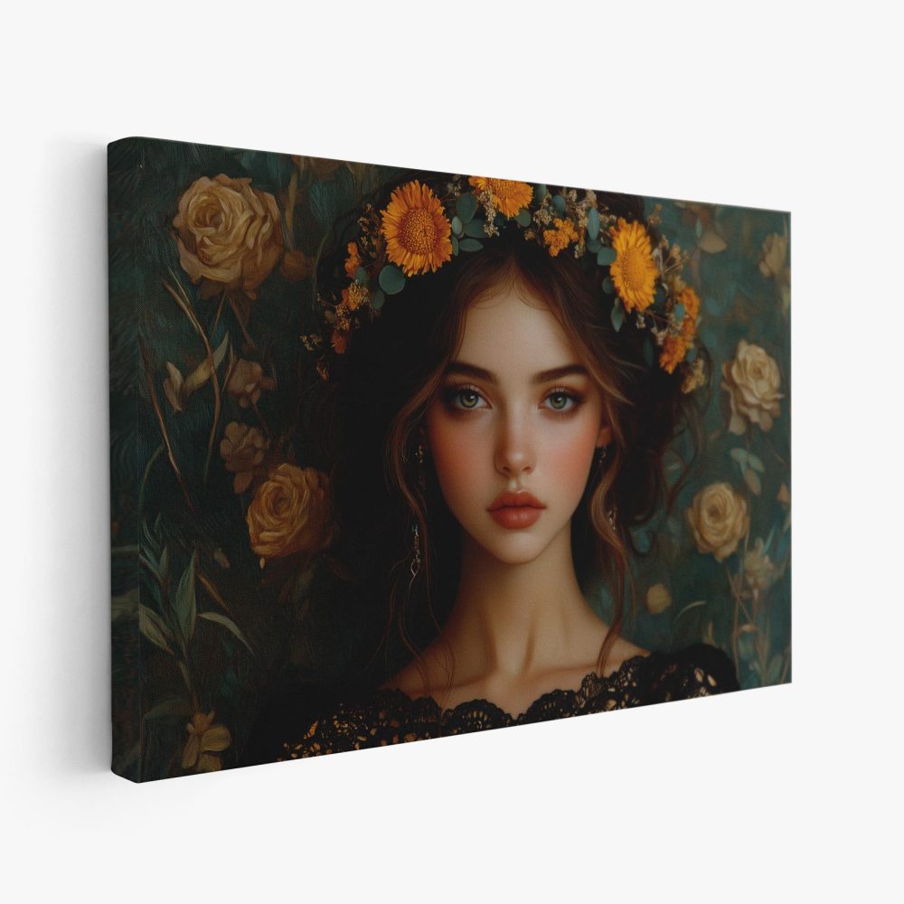 Bloemenkroon in zwart kant