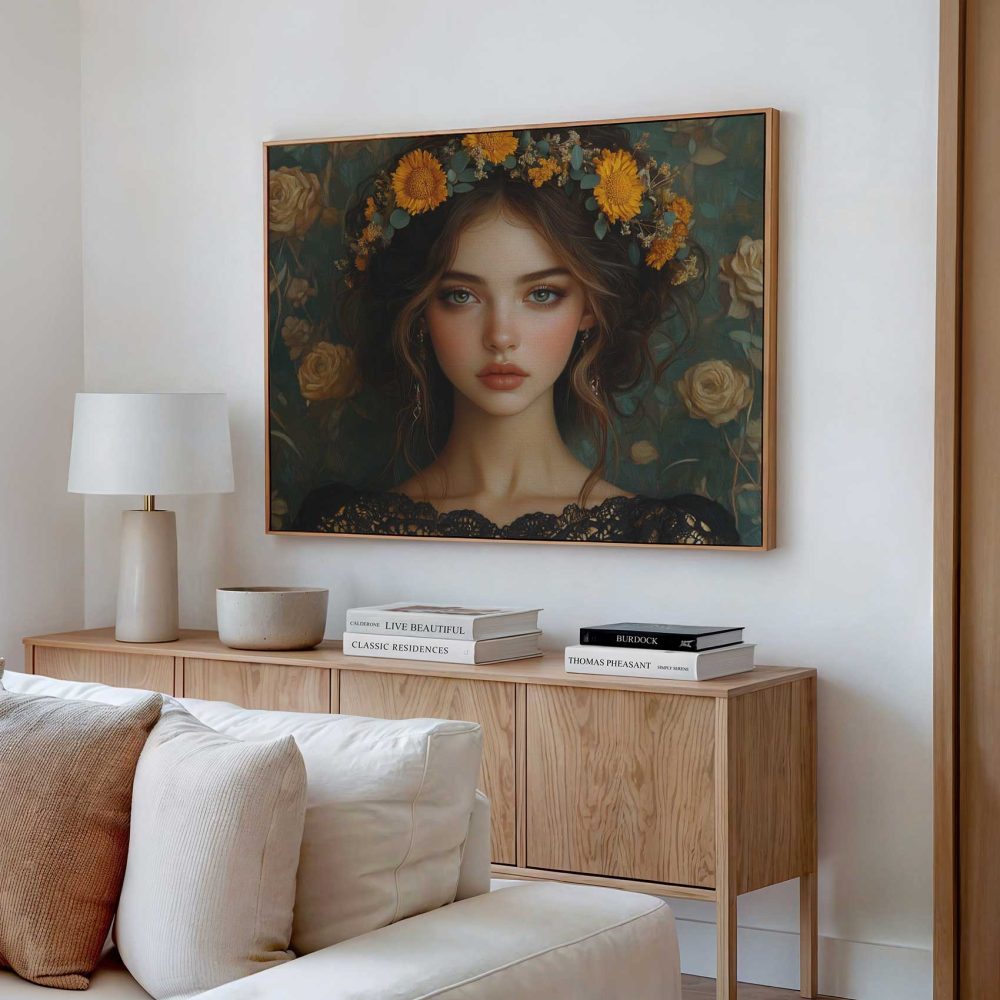 Alternative view of Bloemenkroon in zwart kant