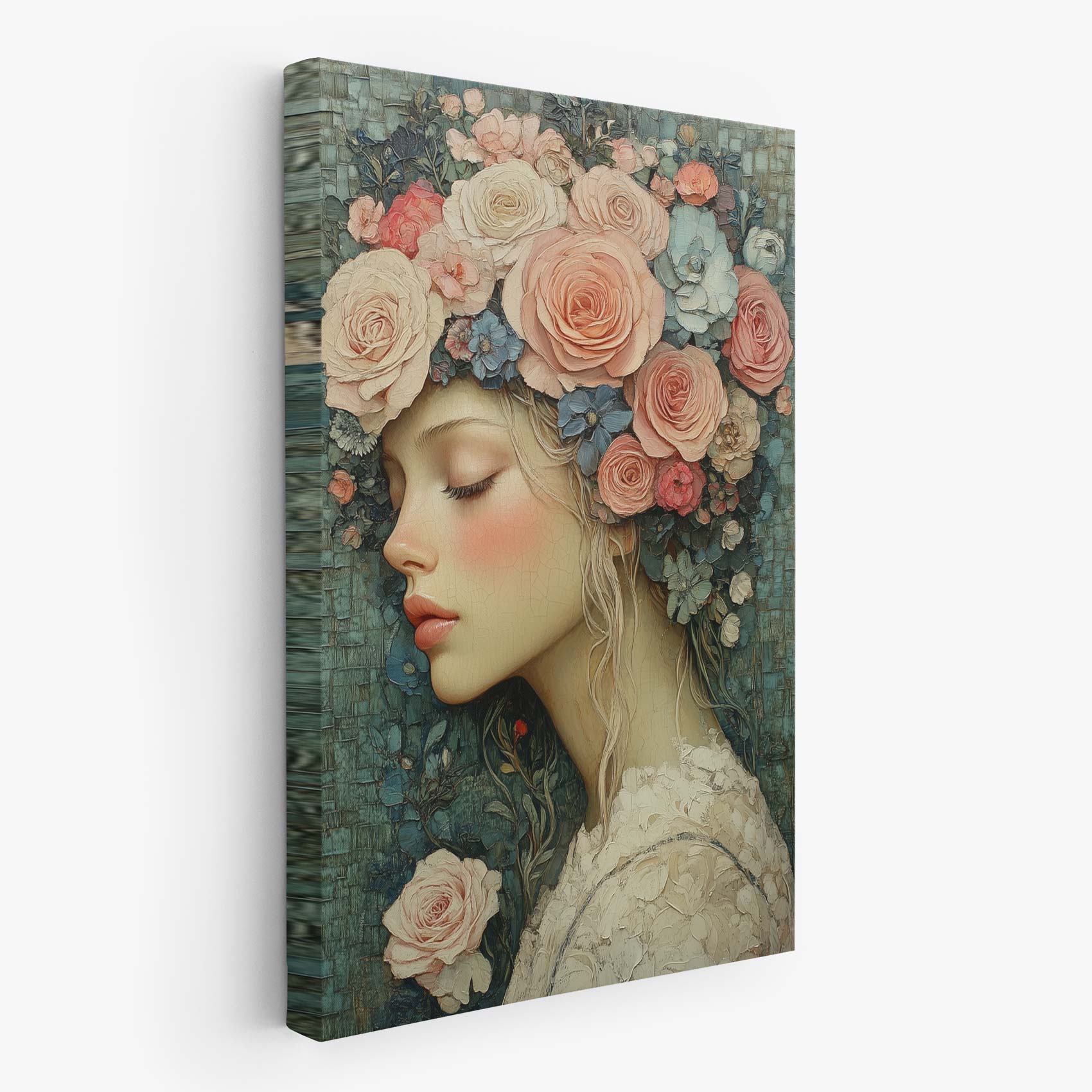 Elegante vrouw met bloemenhoofdtooi