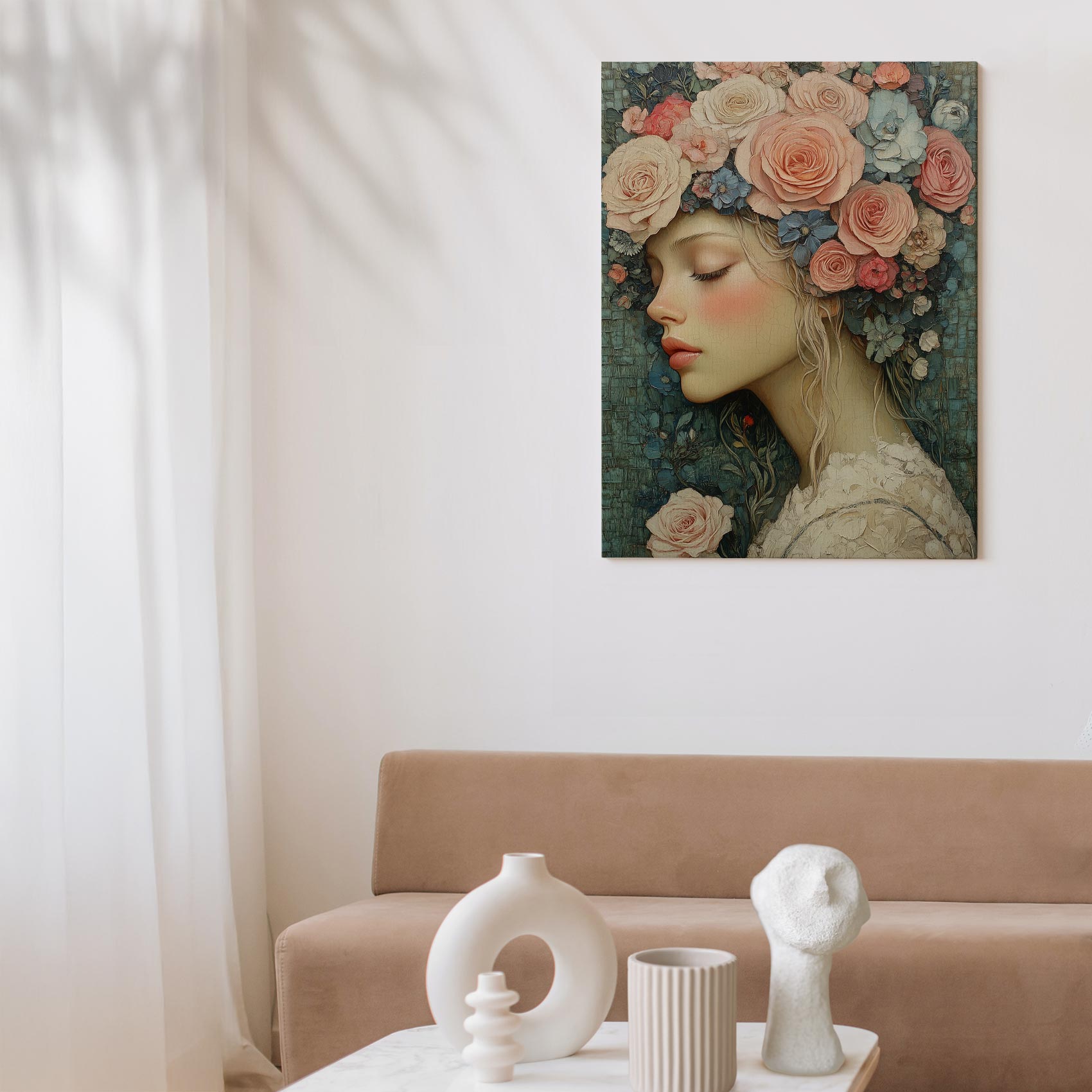 Elegante vrouw met bloemenhoofdtooi - Afbeelding 7