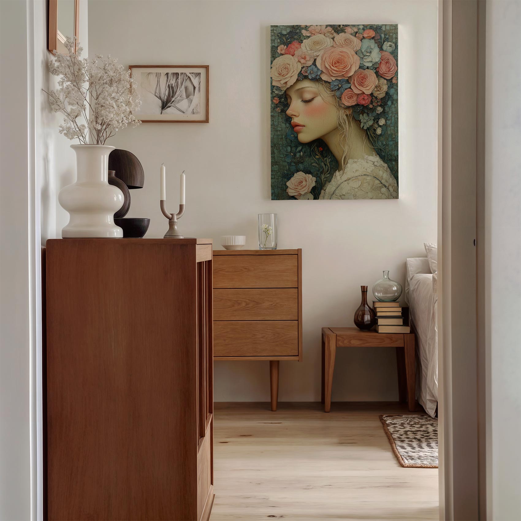 Elegante vrouw met bloemenhoofdtooi - Afbeelding 8